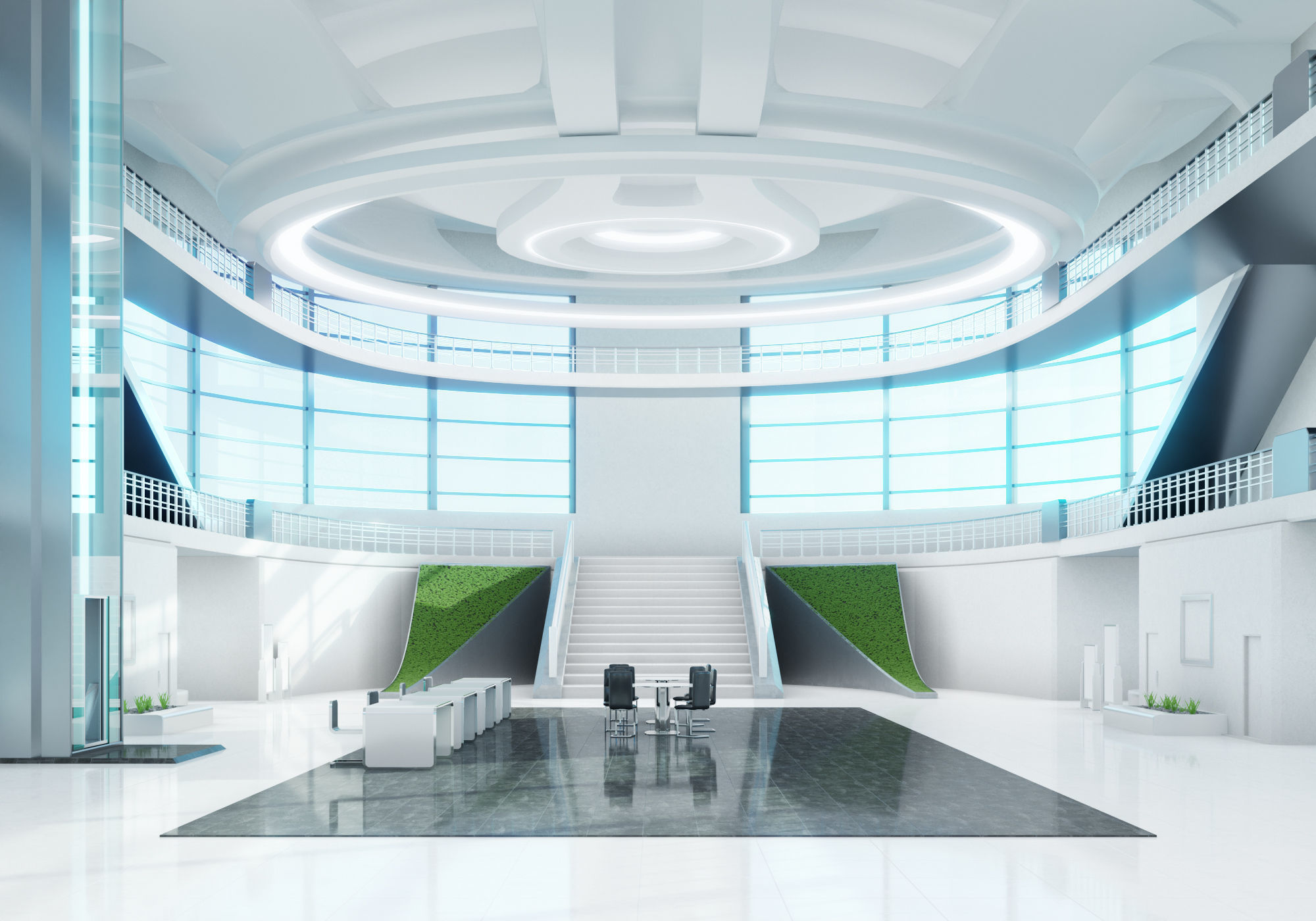 Modern Convention Center Interior 3D model_1