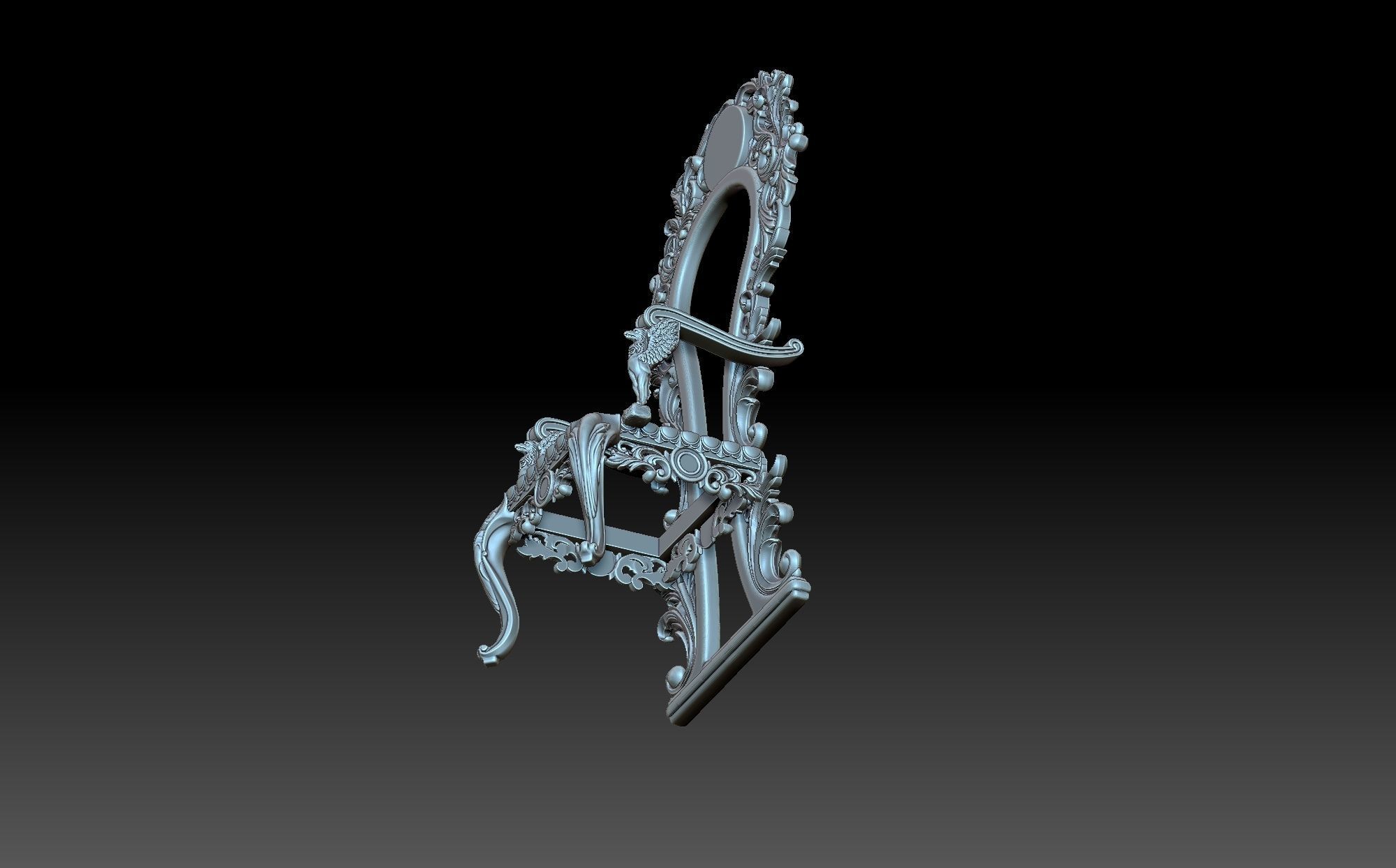 Armchair ornate chair 3D print model_7