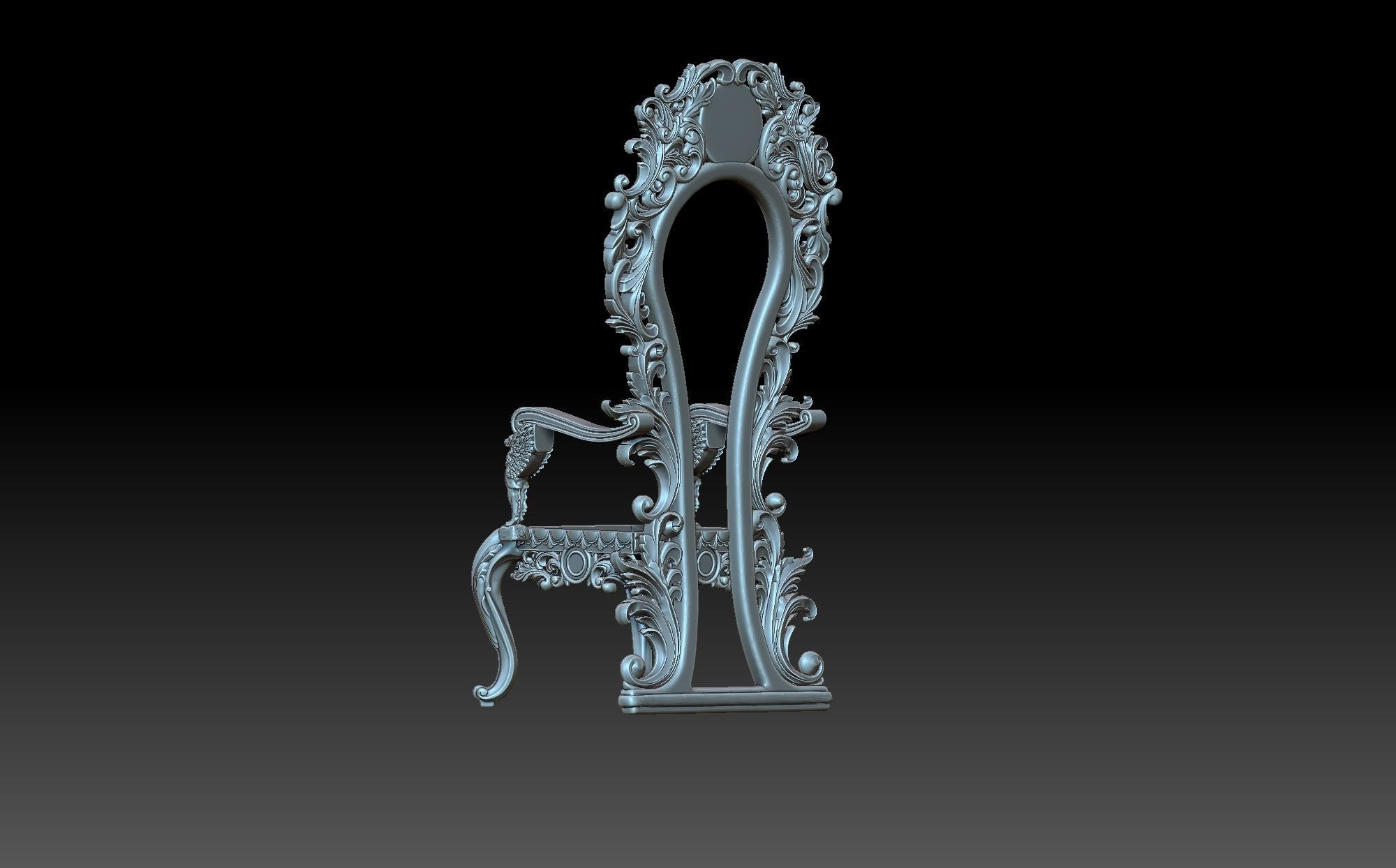 Armchair ornate chair 3D print model_5