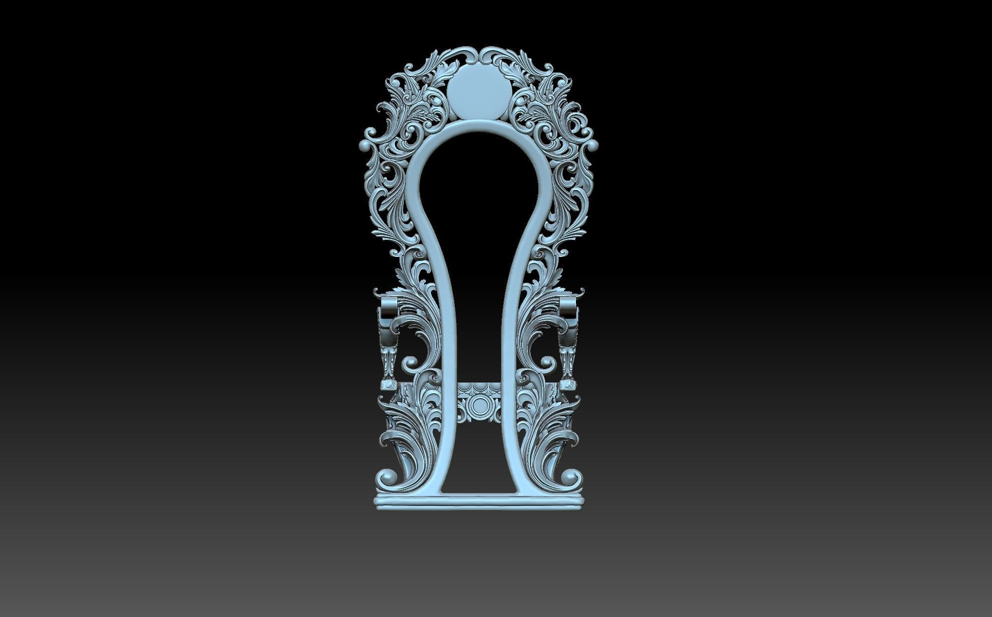 Armchair ornate chair 3D print model_4