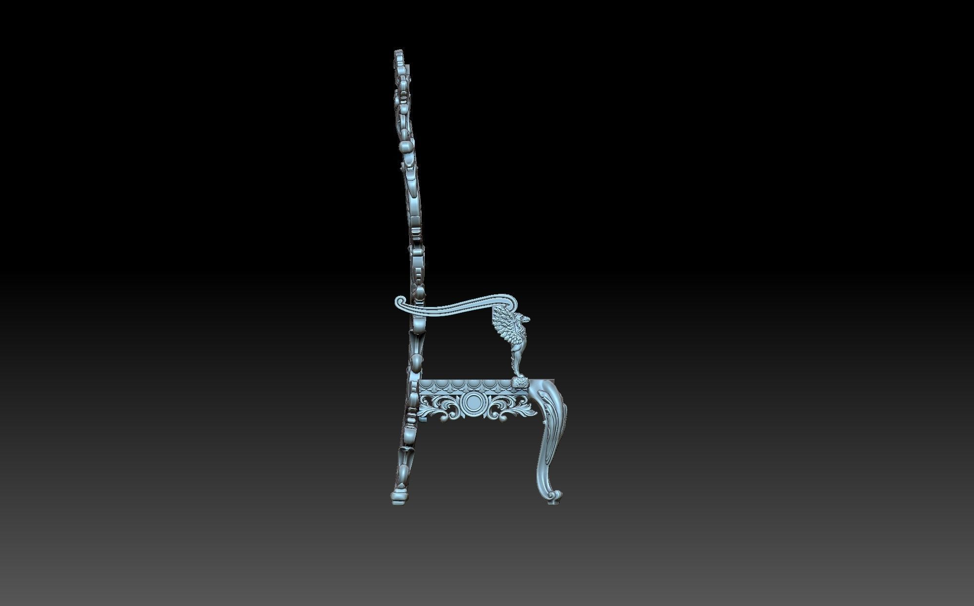 Armchair ornate chair 3D print model_2