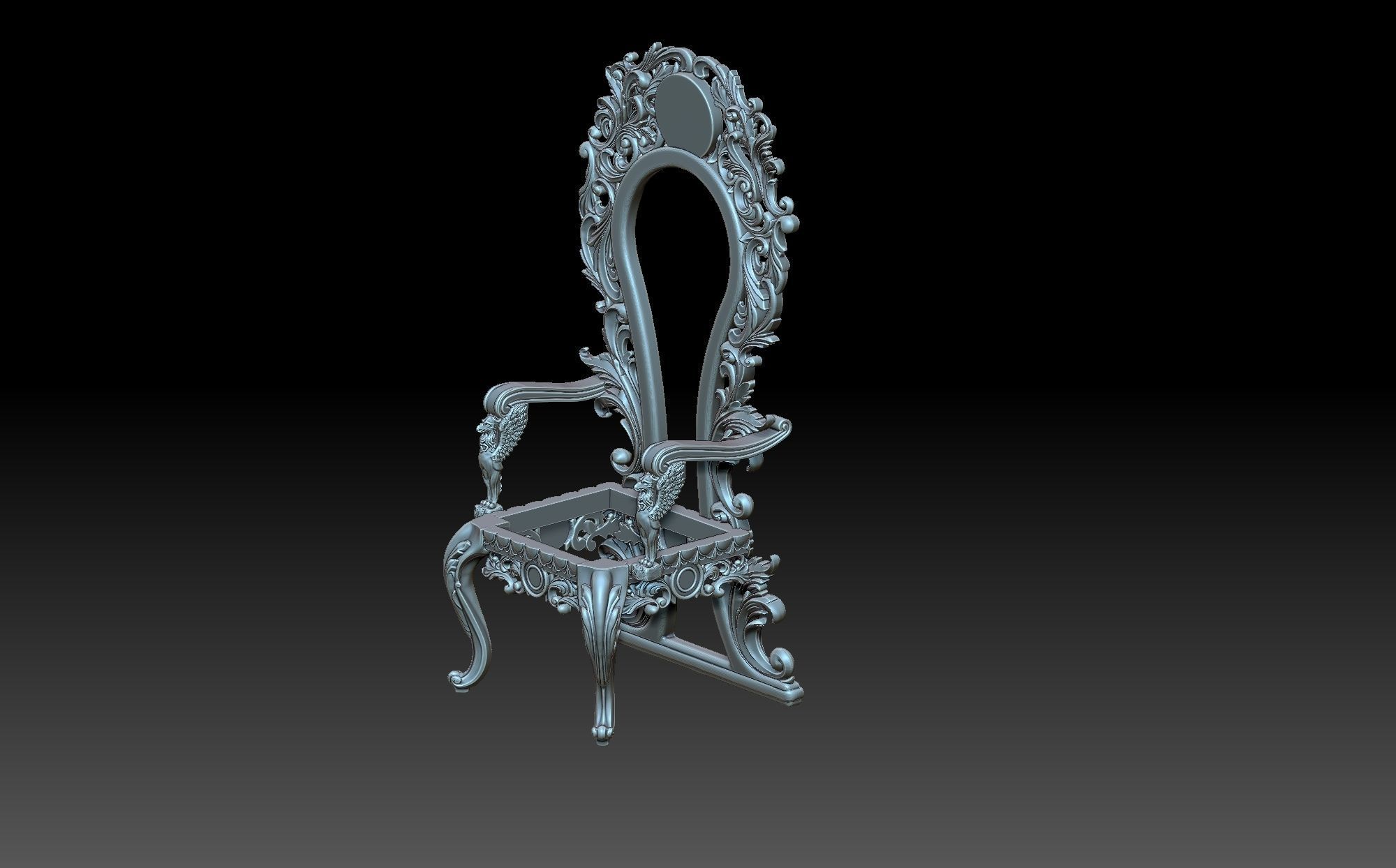 Armchair ornate chair 3D print model_6