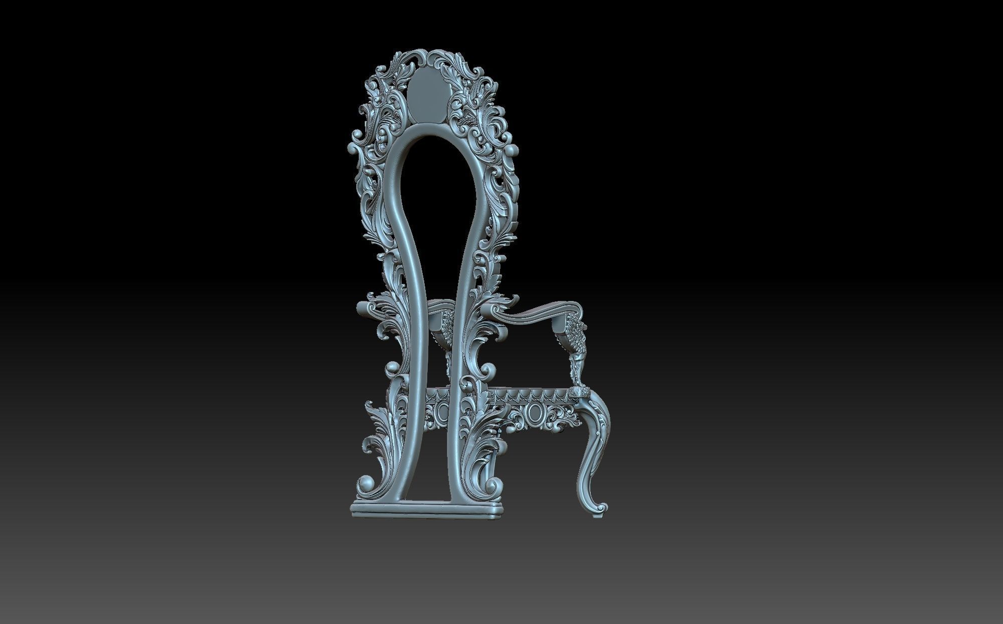Armchair ornate chair 3D print model_3