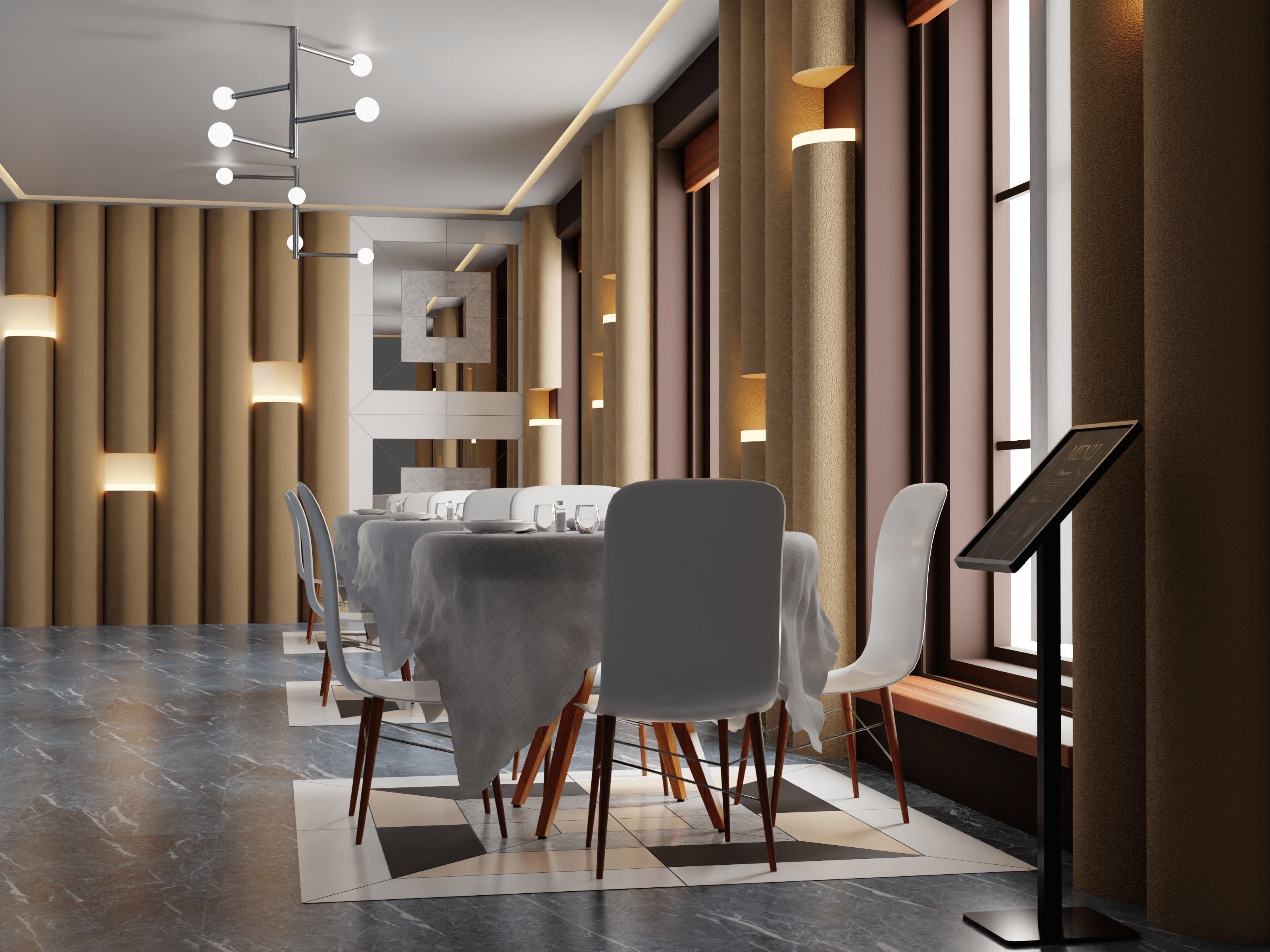 Restaurant Interior 3D model_2