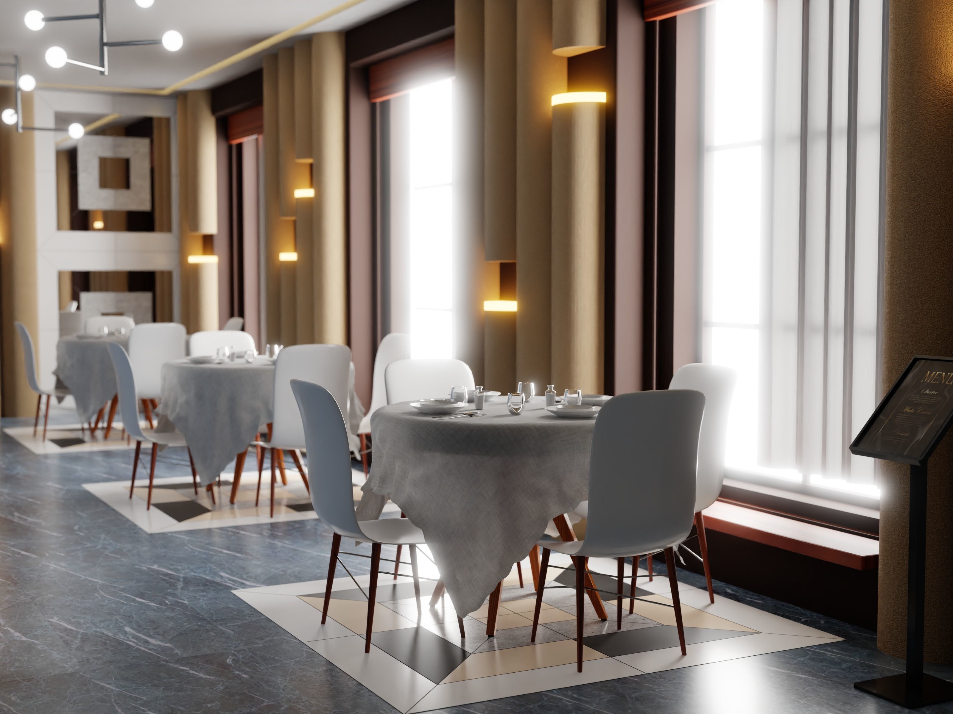 Restaurant Interior 3D model_1