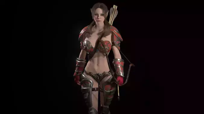 Elf  Warrior Woman Low-poly 3D model