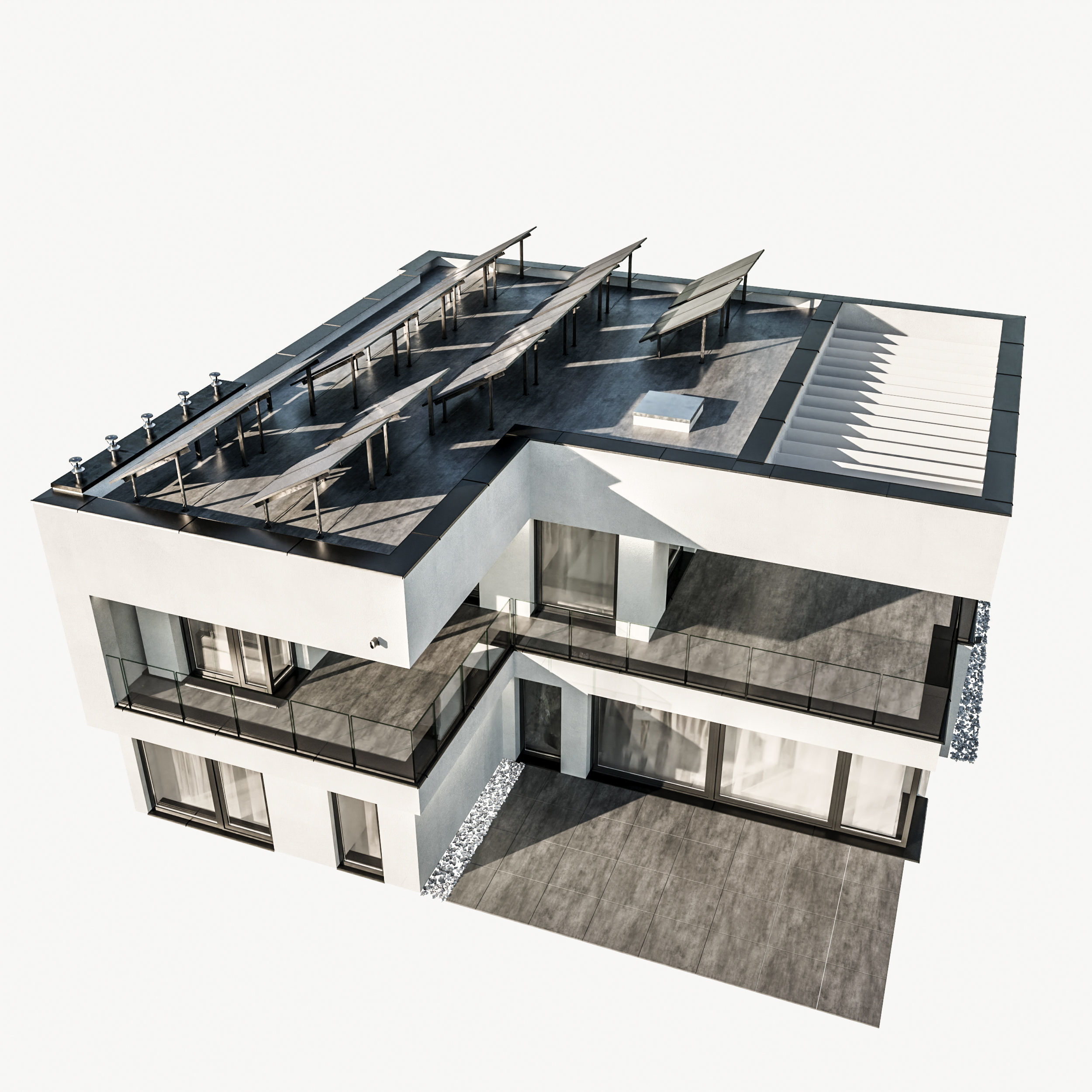 Modern house 18 at night 3D model_3