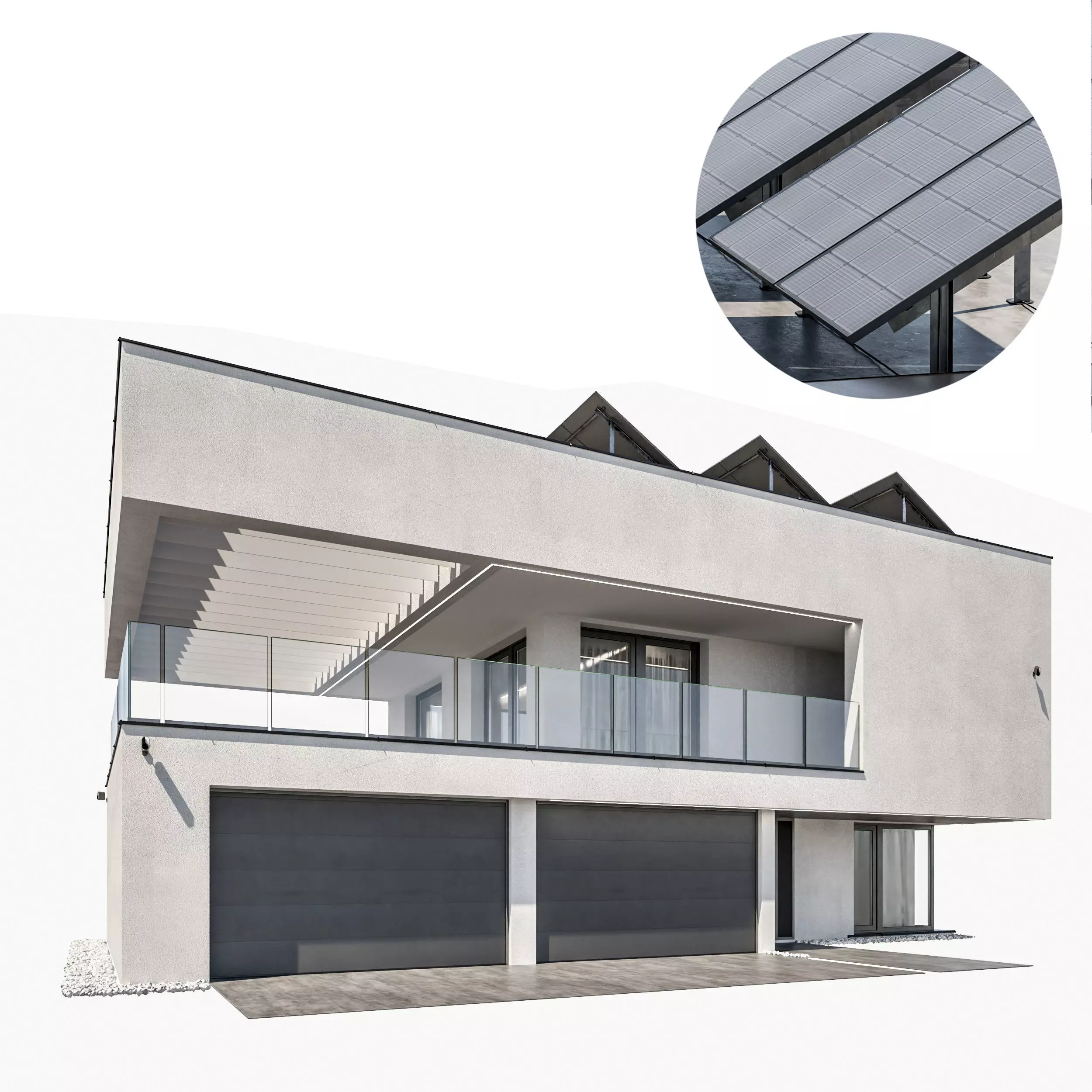 Modern house 18 at night 3D model_0