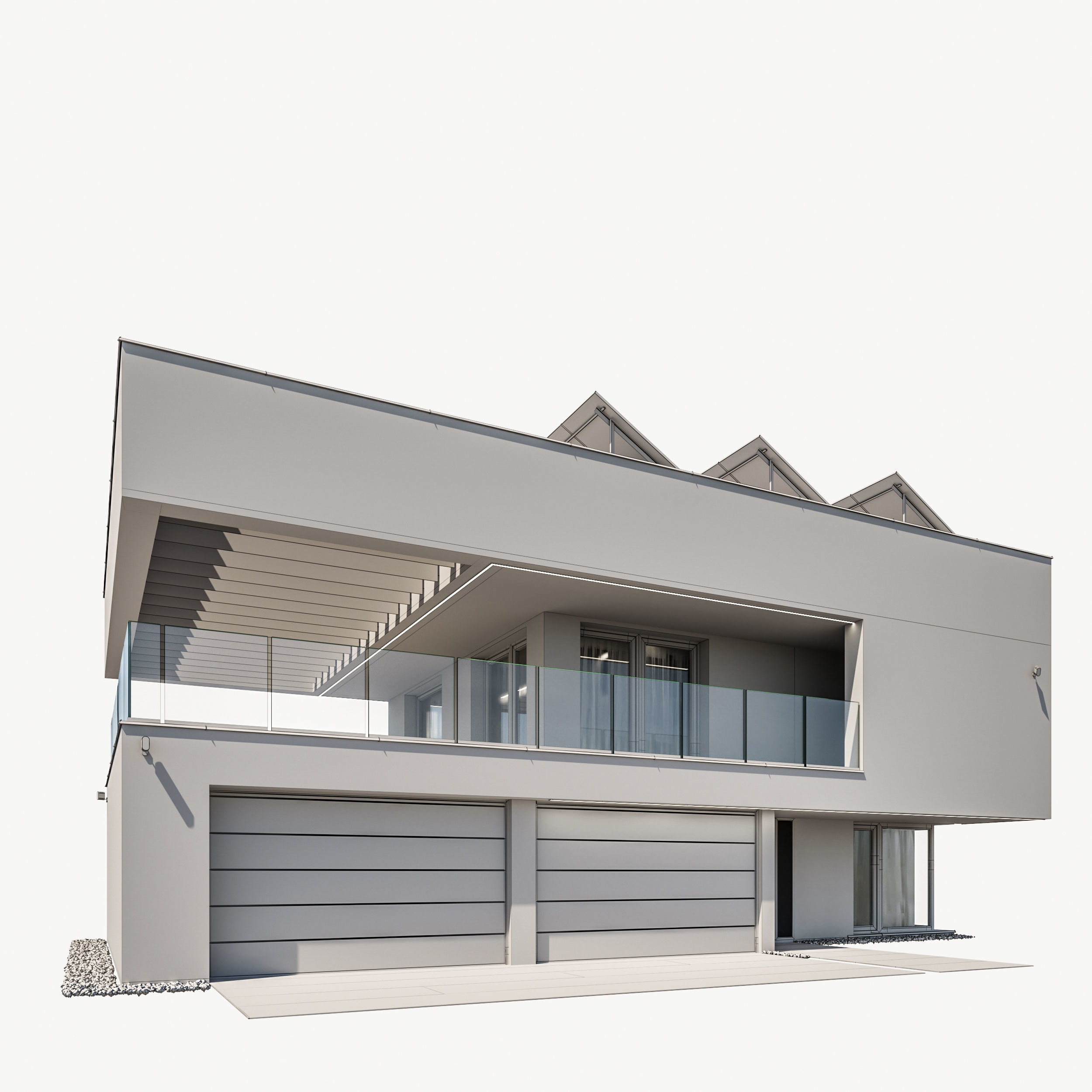 Modern house 18 at night 3D model_7