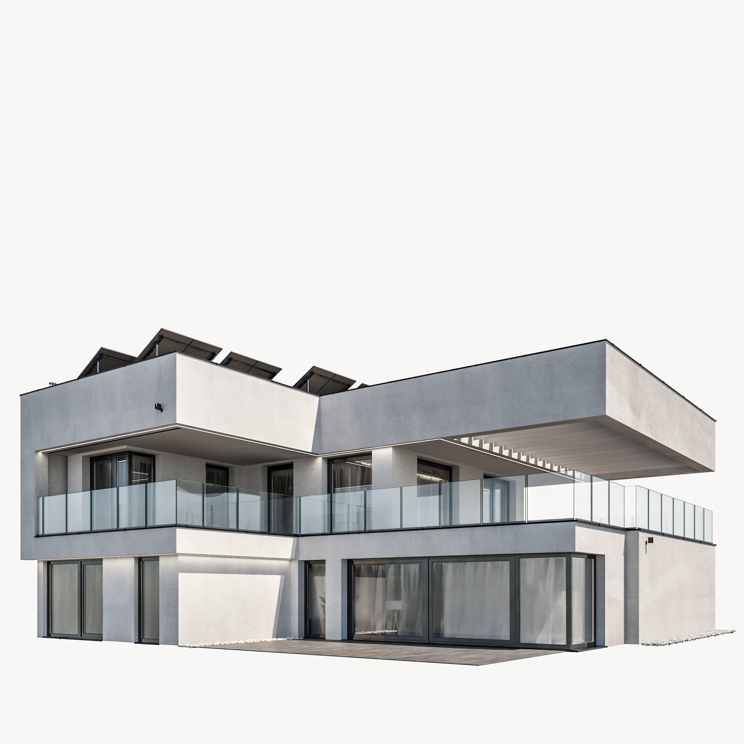 Modern house 18 at night 3D model_2