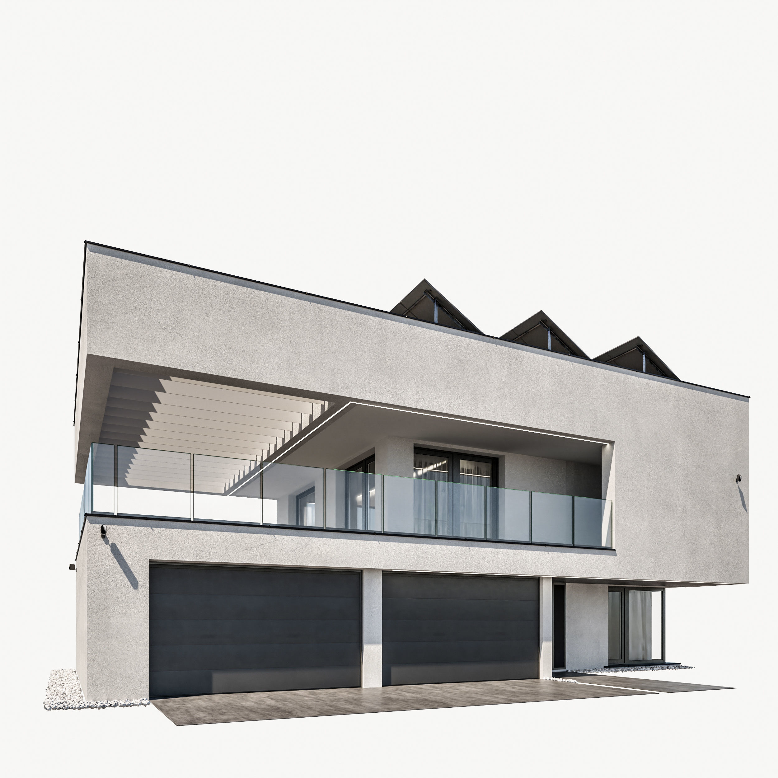 Modern house 18 at night 3D model_1