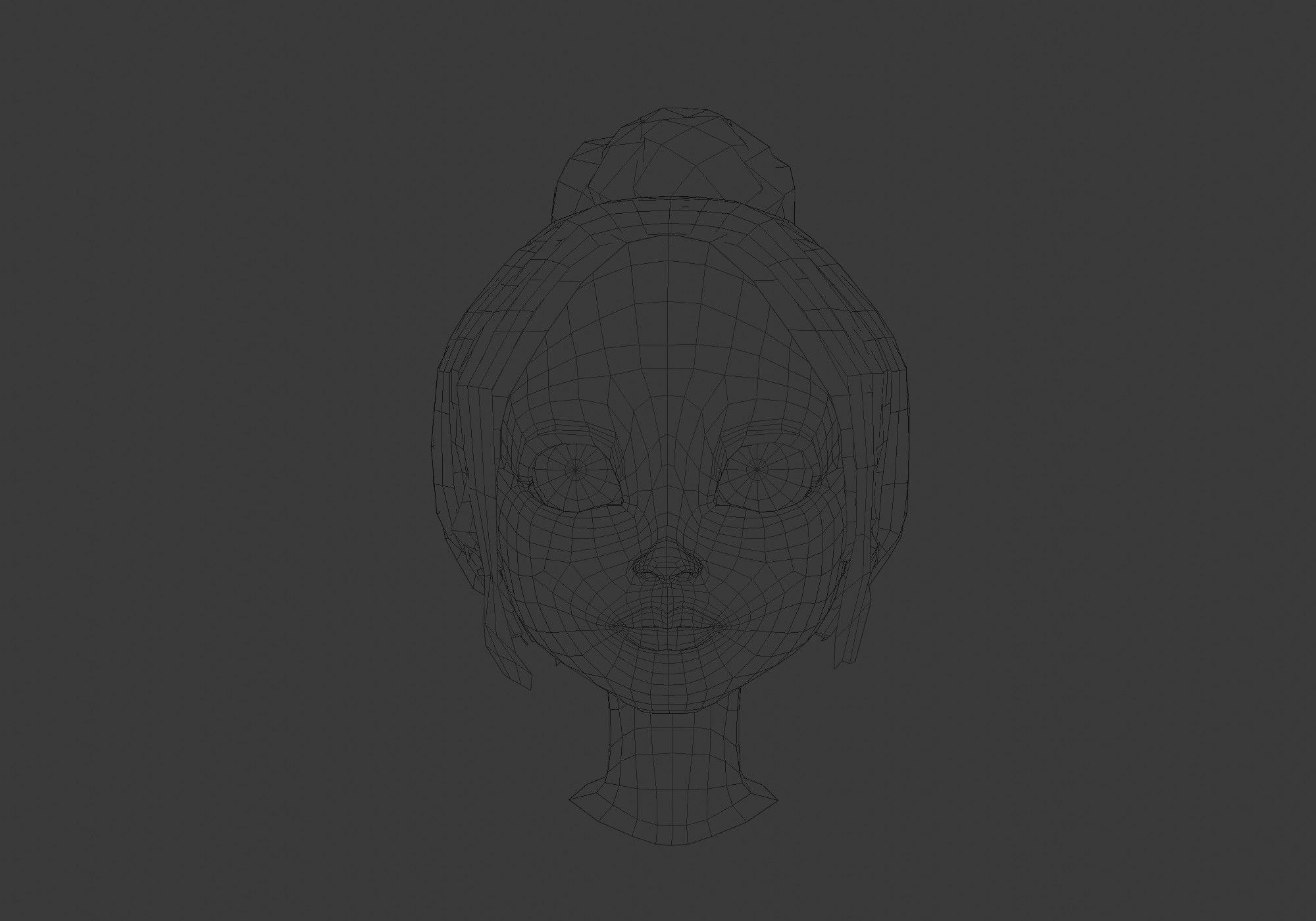 hairstyle in 4 colors Low-poly 3D model_5