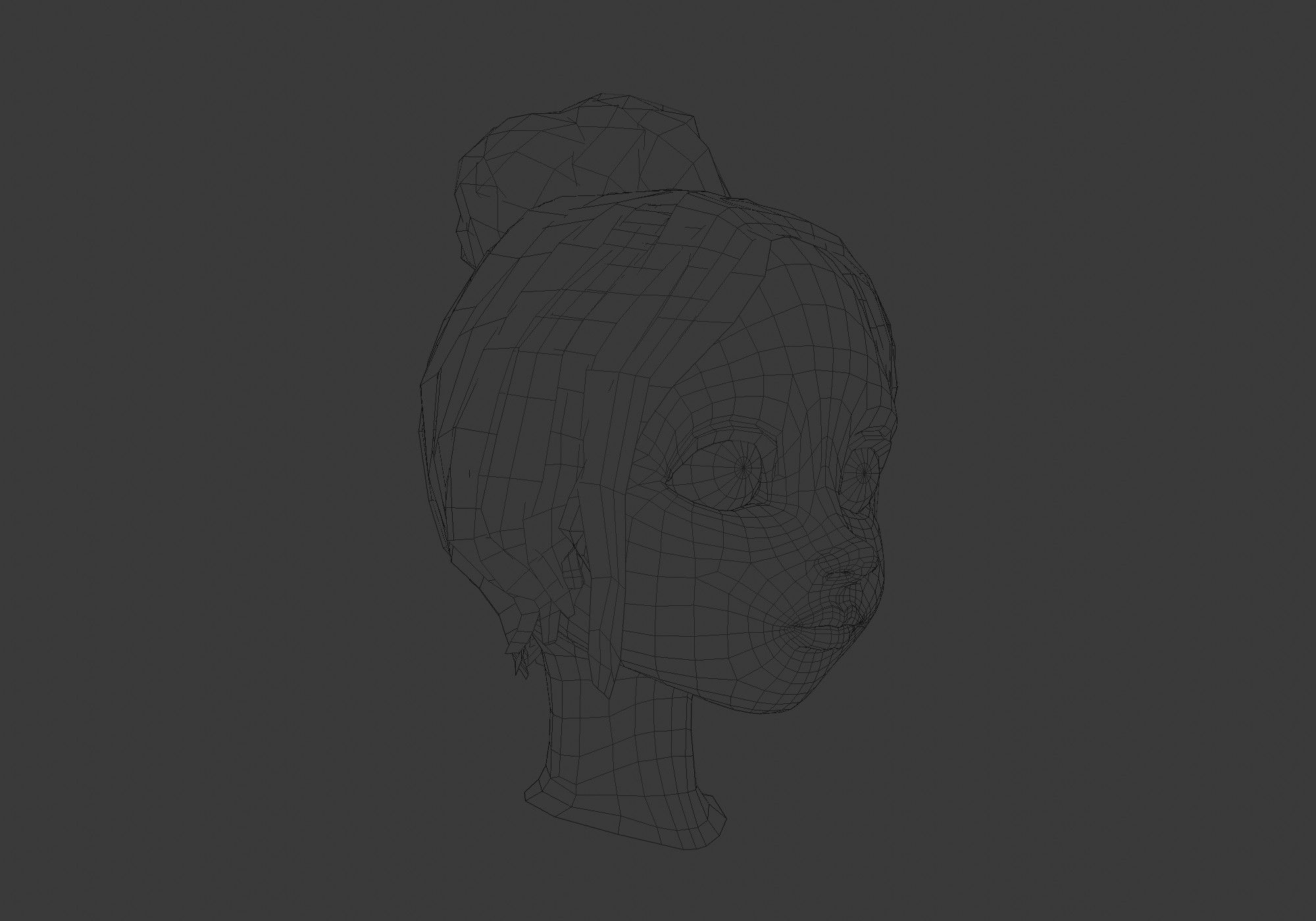 hairstyle in 4 colors Low-poly 3D model_6