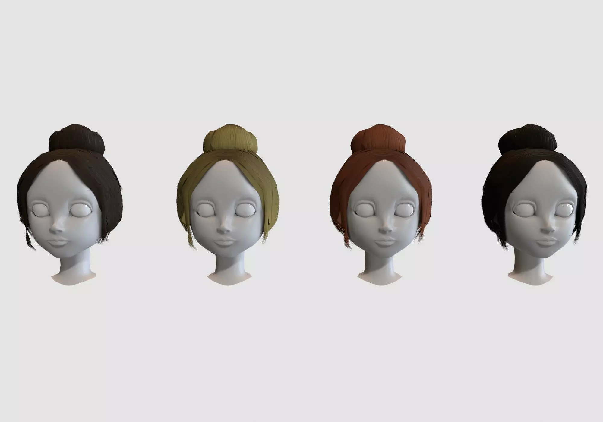hairstyle in 4 colors Low-poly 3D model_0