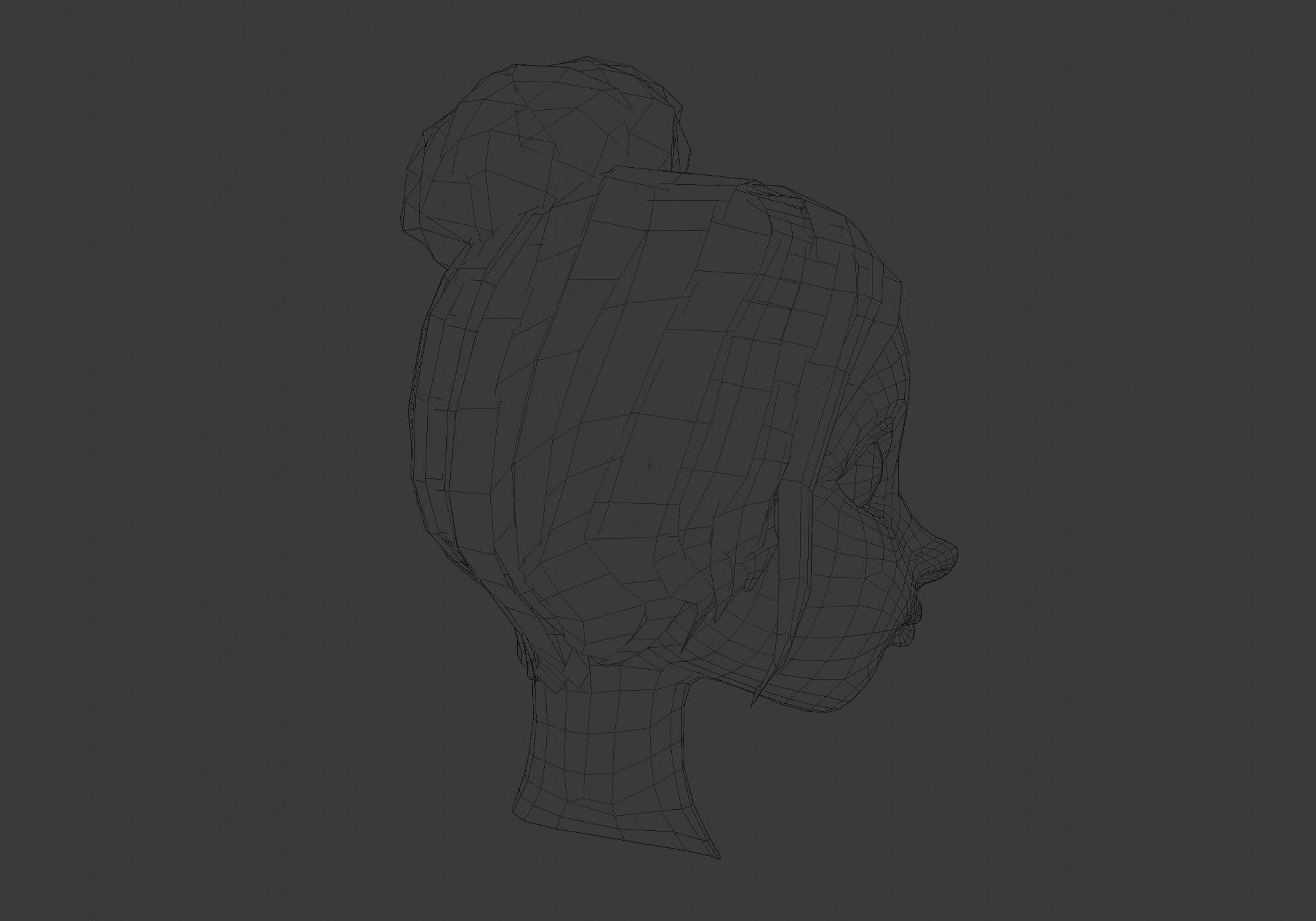 hairstyle in 4 colors Low-poly 3D model_7