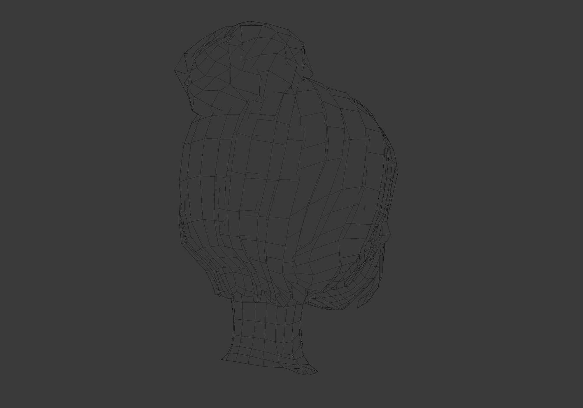 hairstyle in 4 colors Low-poly 3D model_8