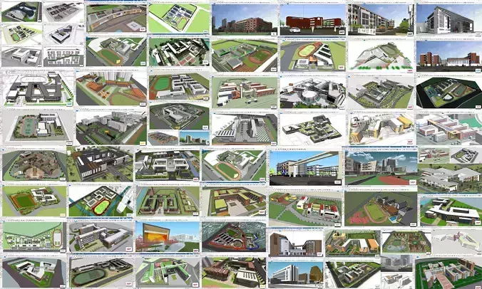 Collection 65 Sketchup School and University models 