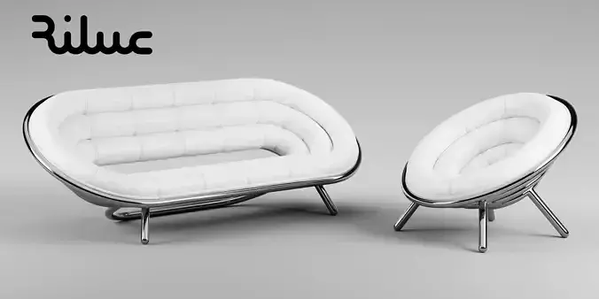 Riluc Sofa and Solitaire chair blender models 3D model