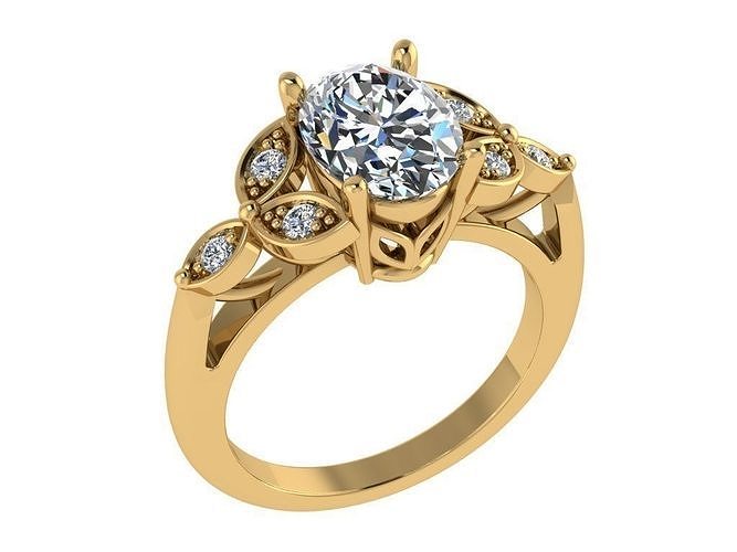 Ring165 diamond engagement ring gold 3D print model