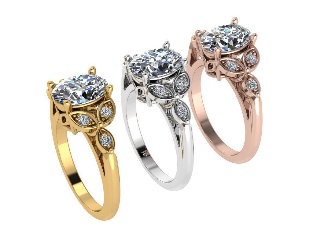 Ring165 diamond engagement ring gold 3D print model_4