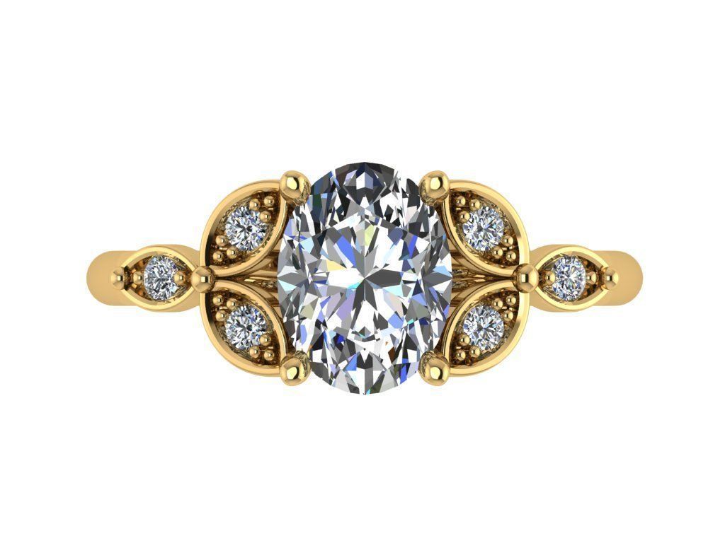 Ring165 diamond engagement ring gold 3D print model_1