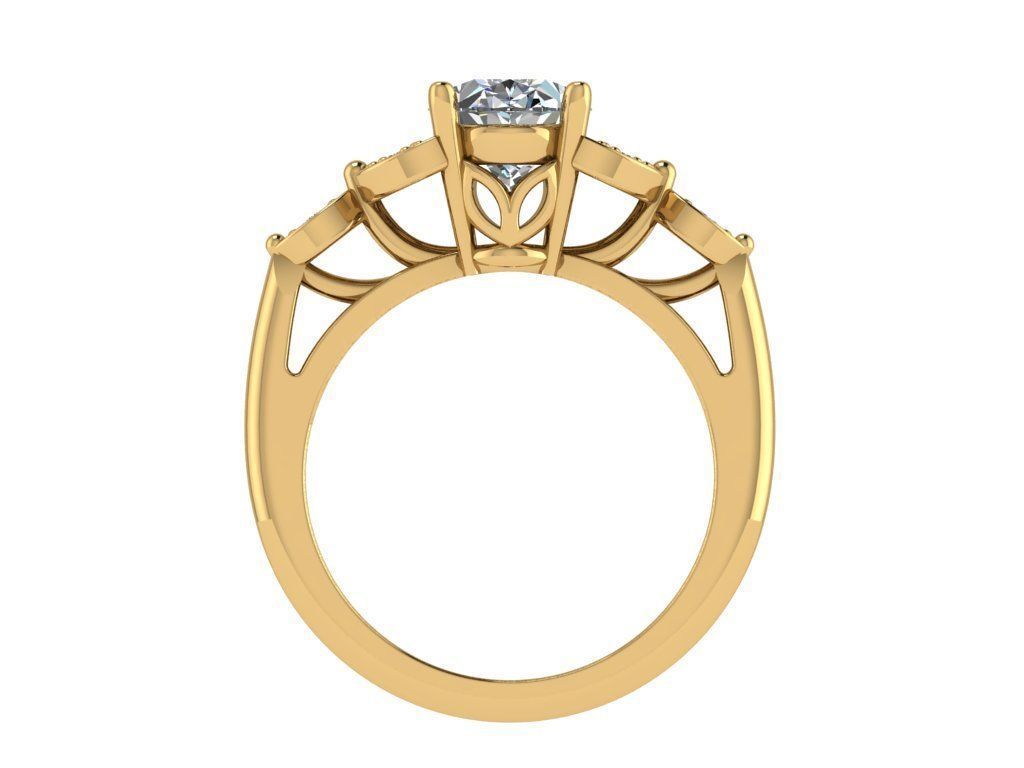 Ring165 diamond engagement ring gold 3D print model_2