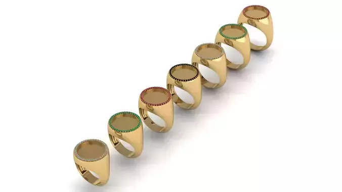 Signet Ring Round 16 mm with Diamonds