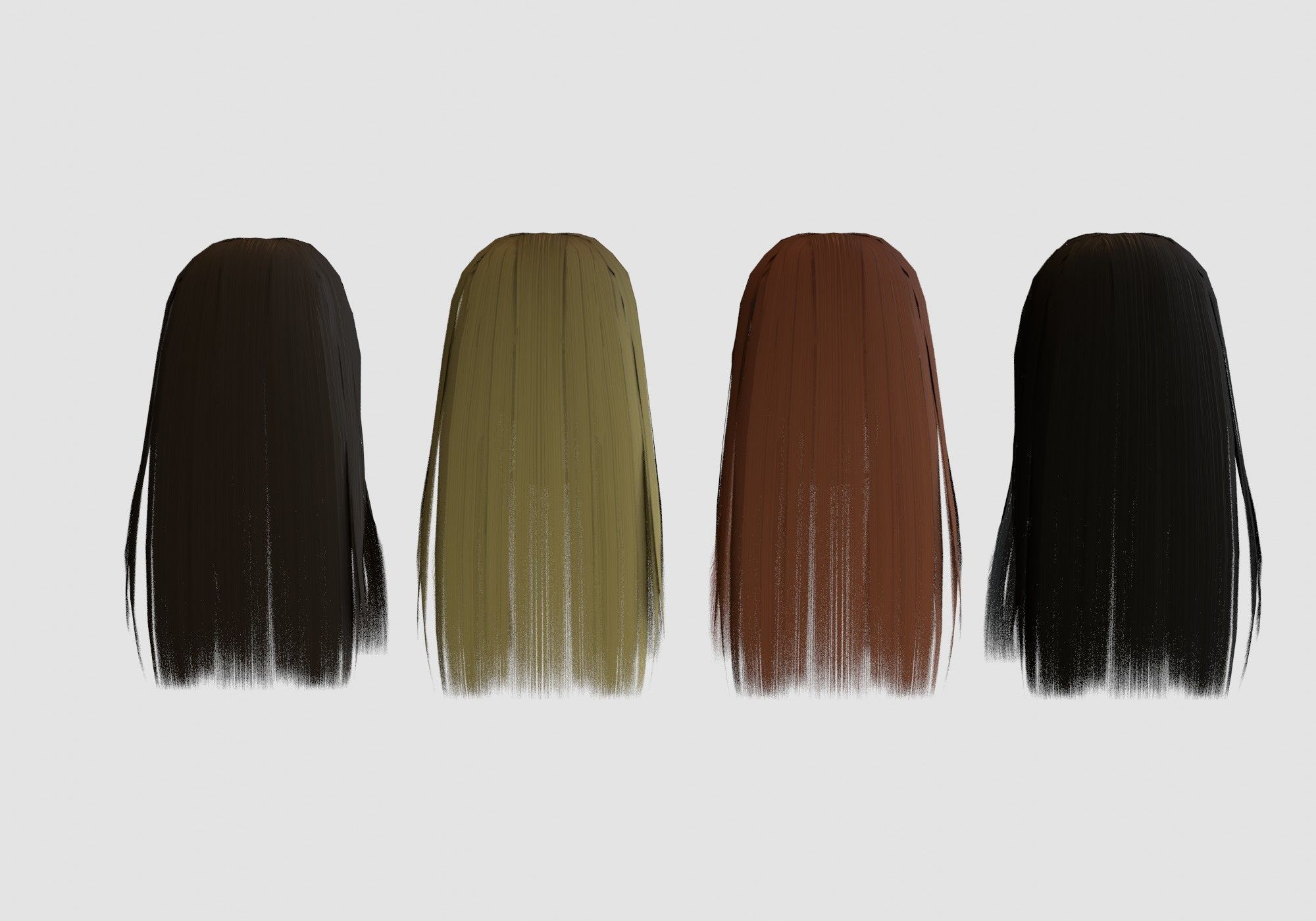 hairstyle in 4 colors Low-poly 3D model_4