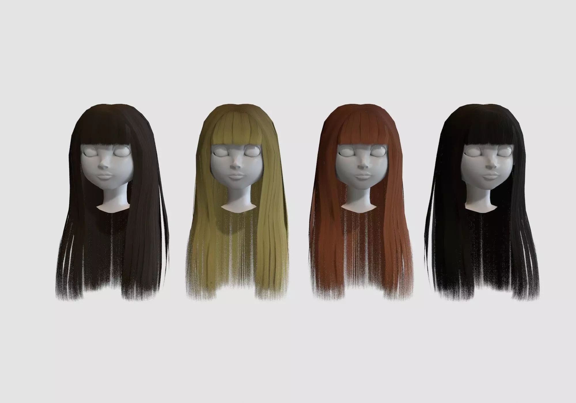 hairstyle in 4 colors Low-poly 3D model_0