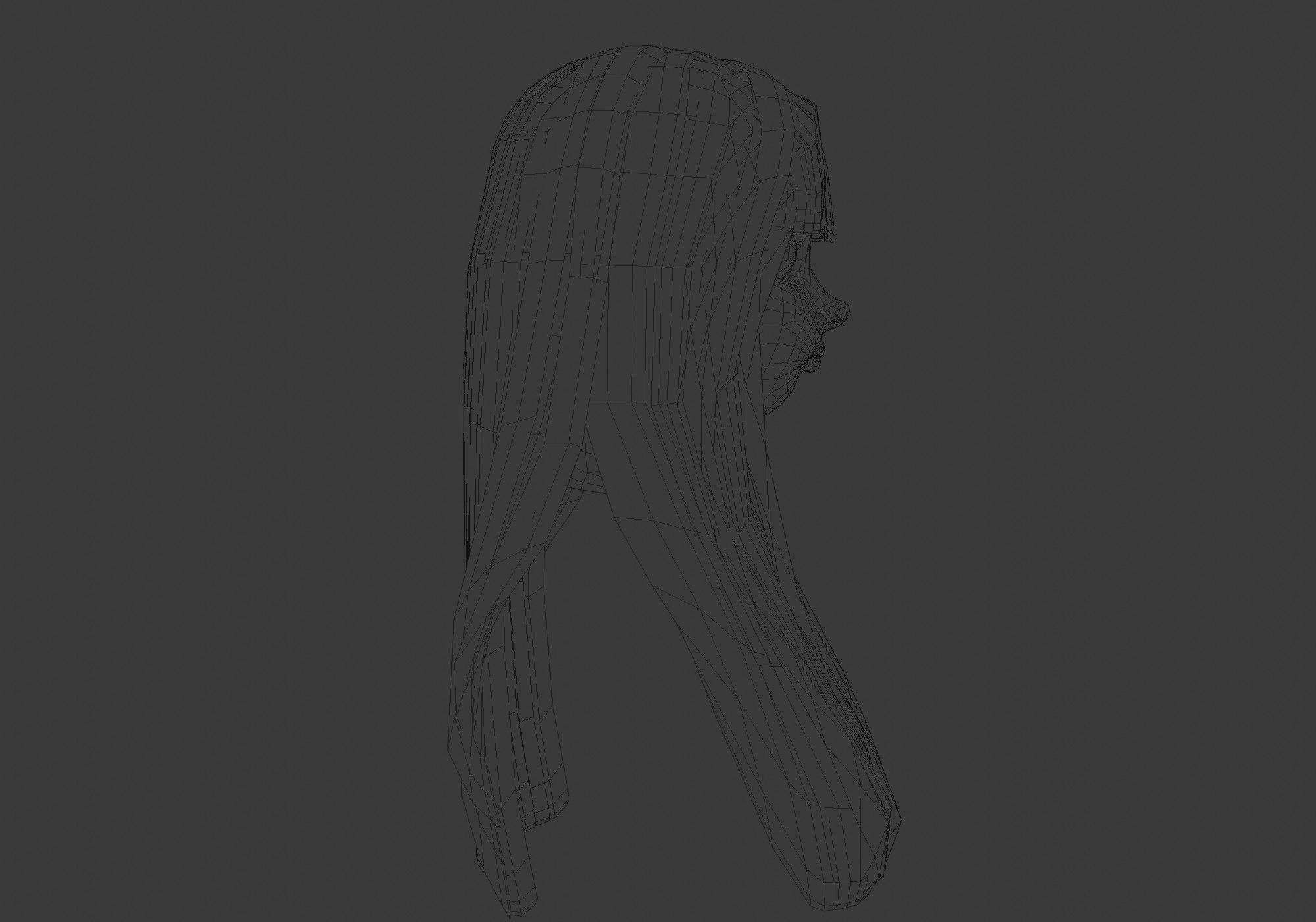 hairstyle in 4 colors Low-poly 3D model_7