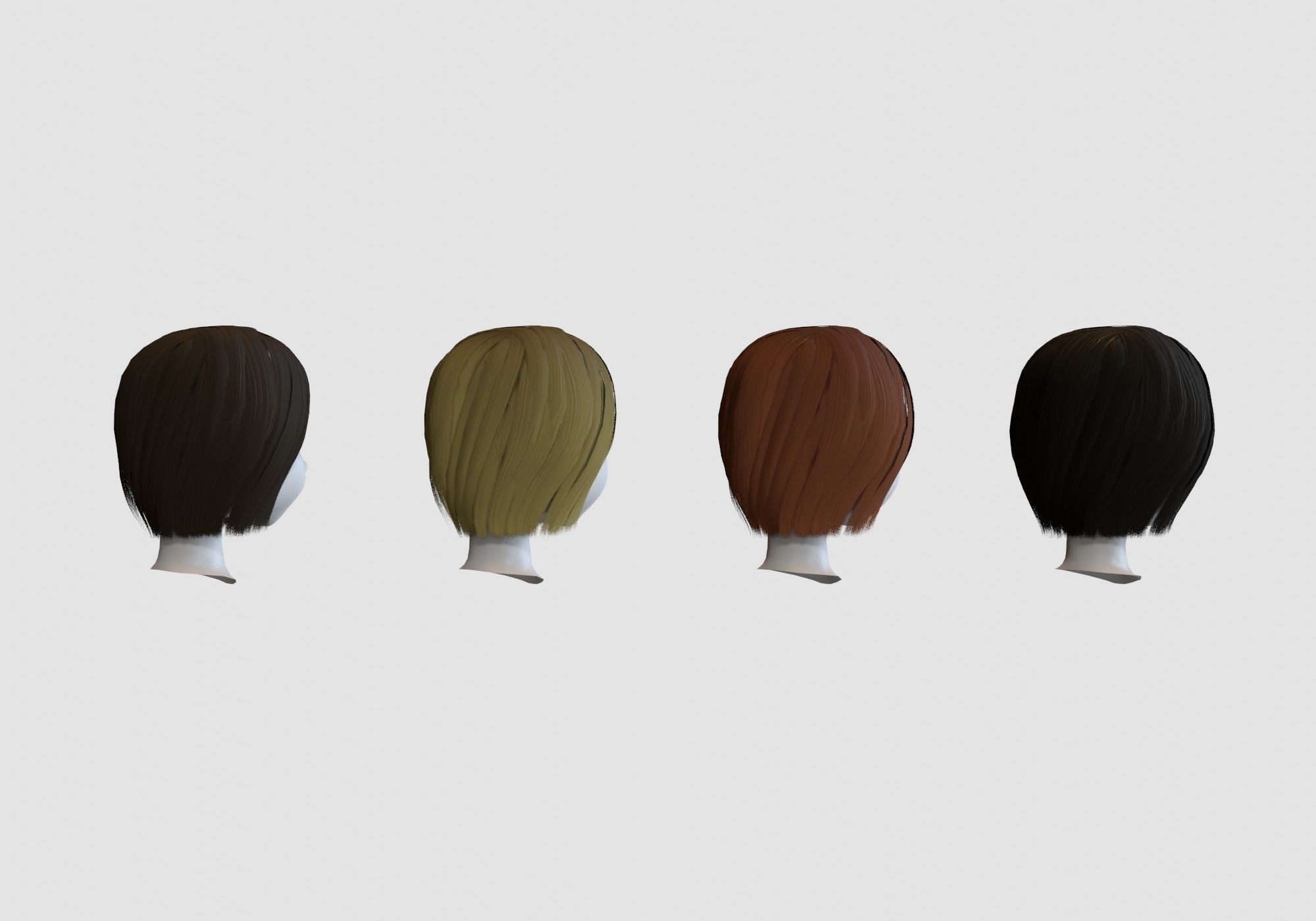 hairstyle in 4 colors 3D model_3