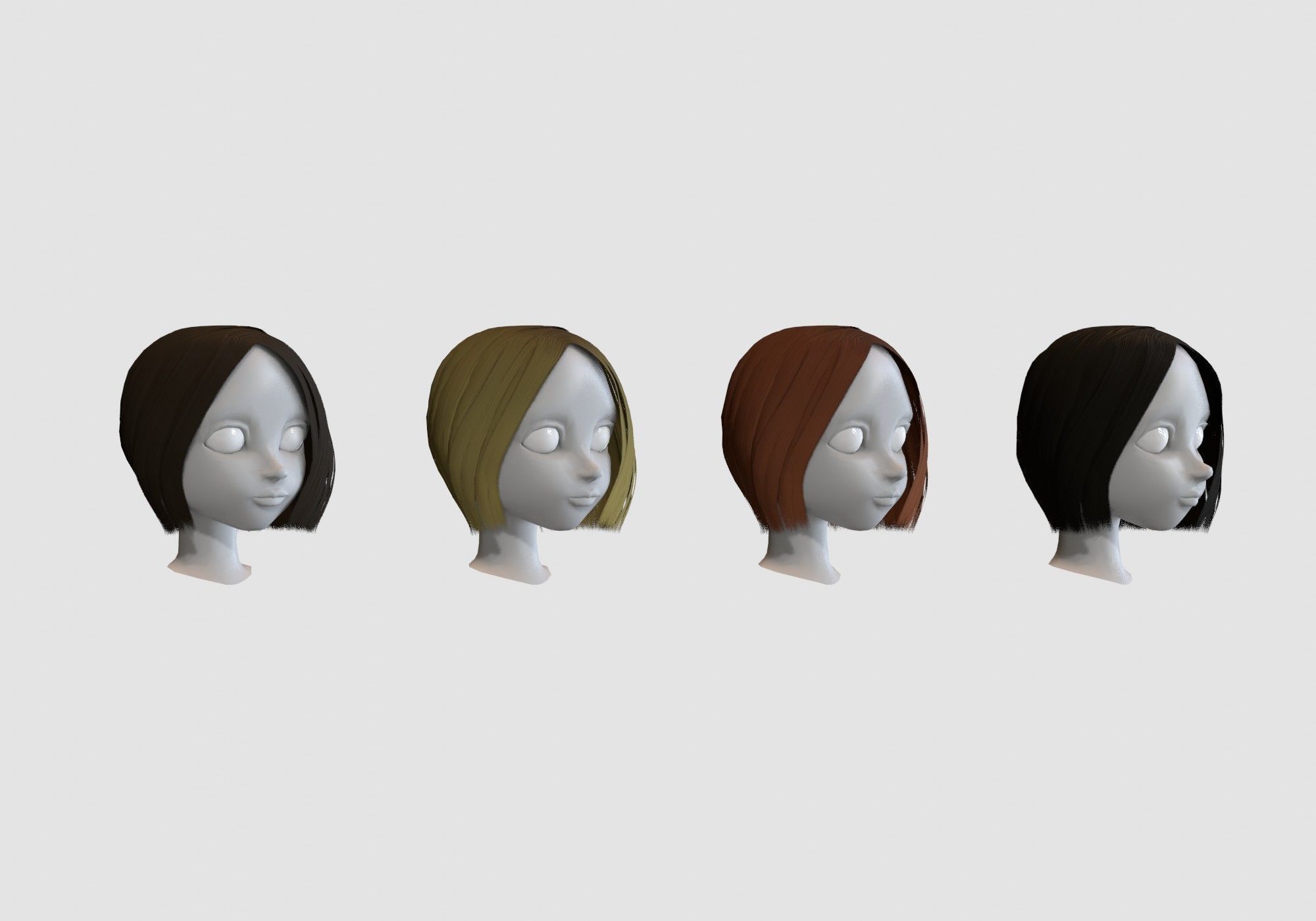 hairstyle in 4 colors 3D model_1