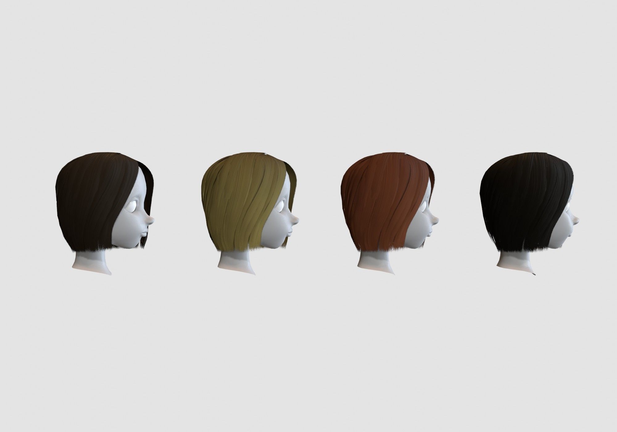 hairstyle in 4 colors 3D model_2