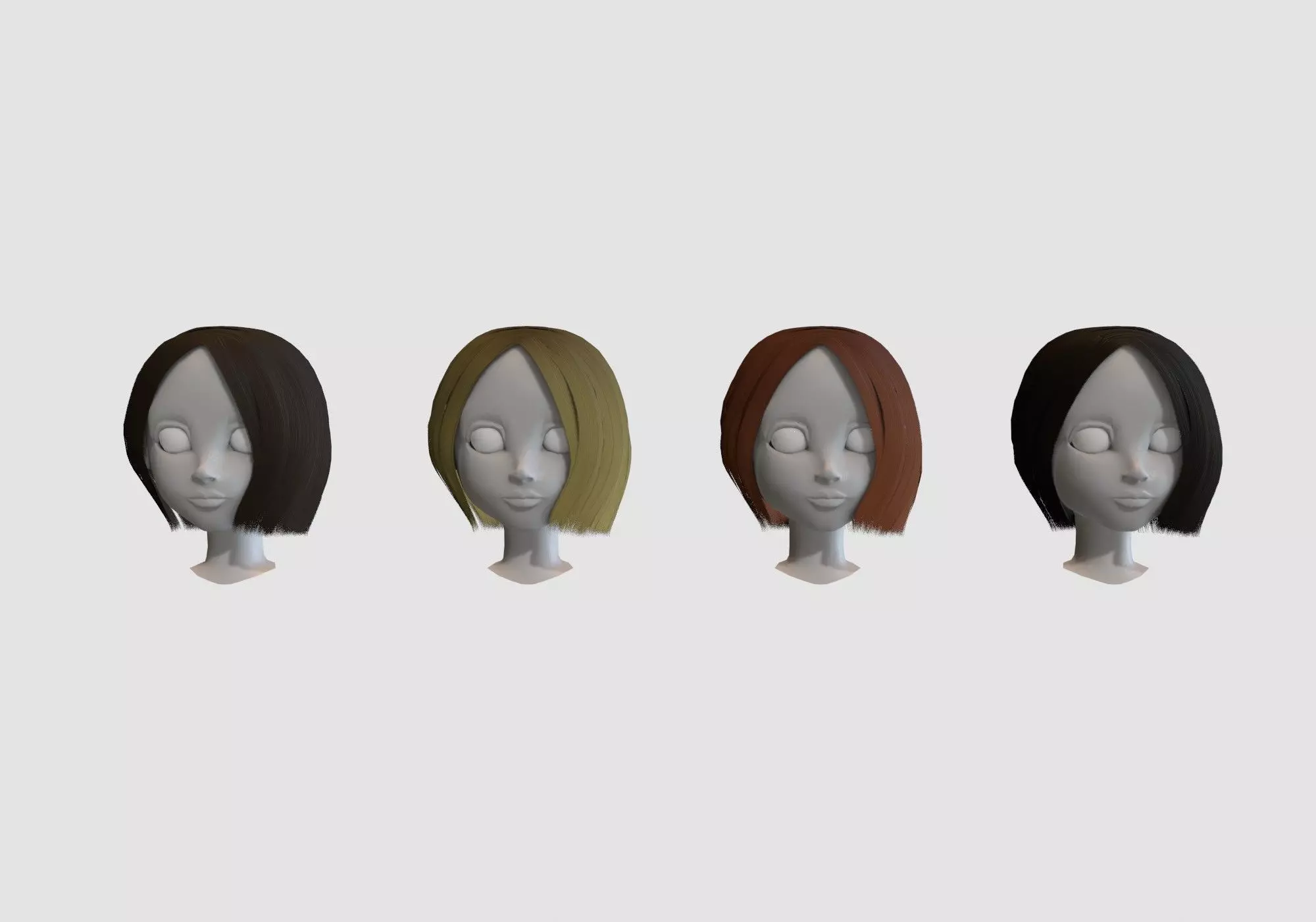 hairstyle in 4 colors 3D model_0