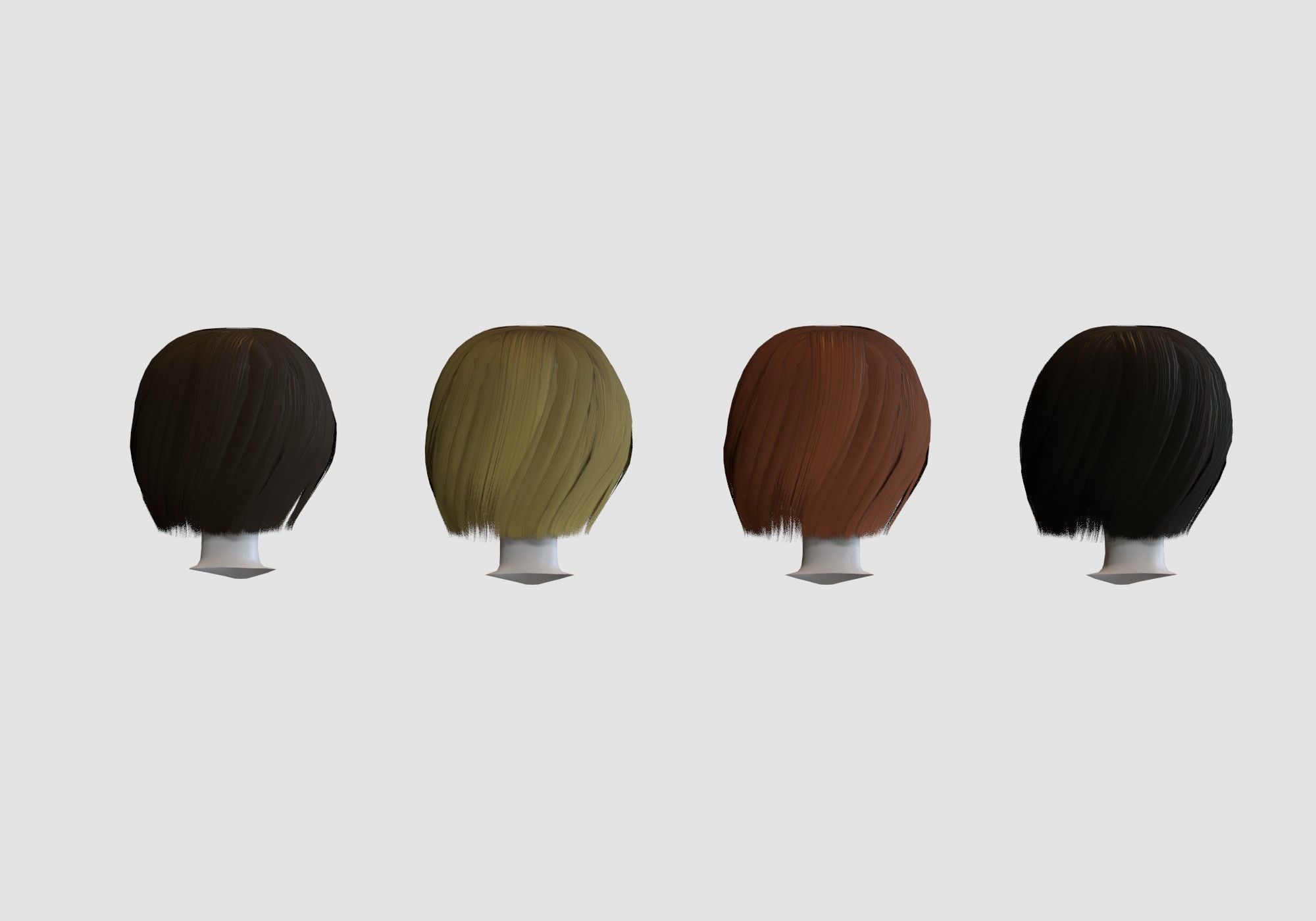 hairstyle in 4 colors 3D model_4