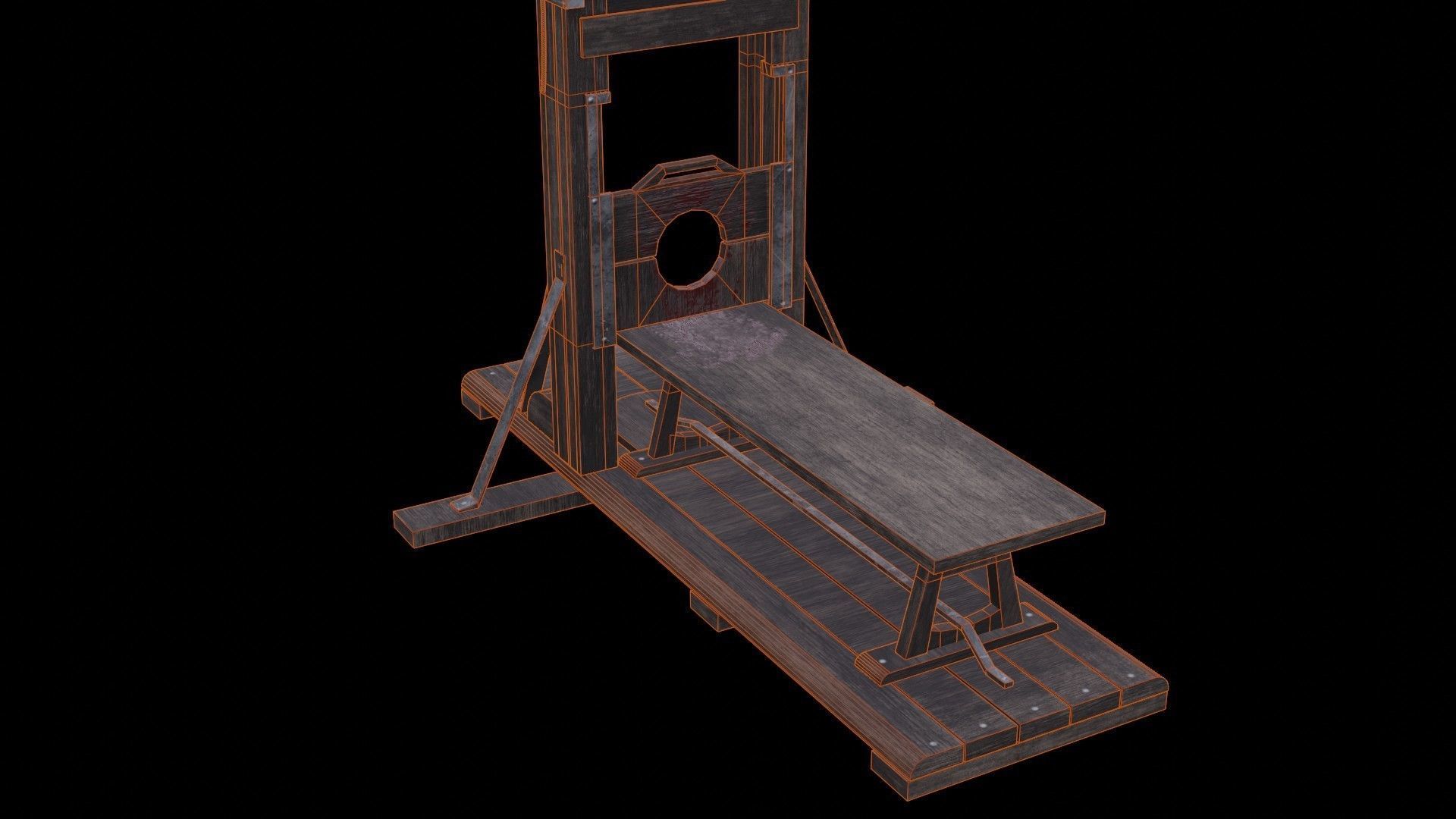 Medieval Guillotine Low-poly 3D model_7