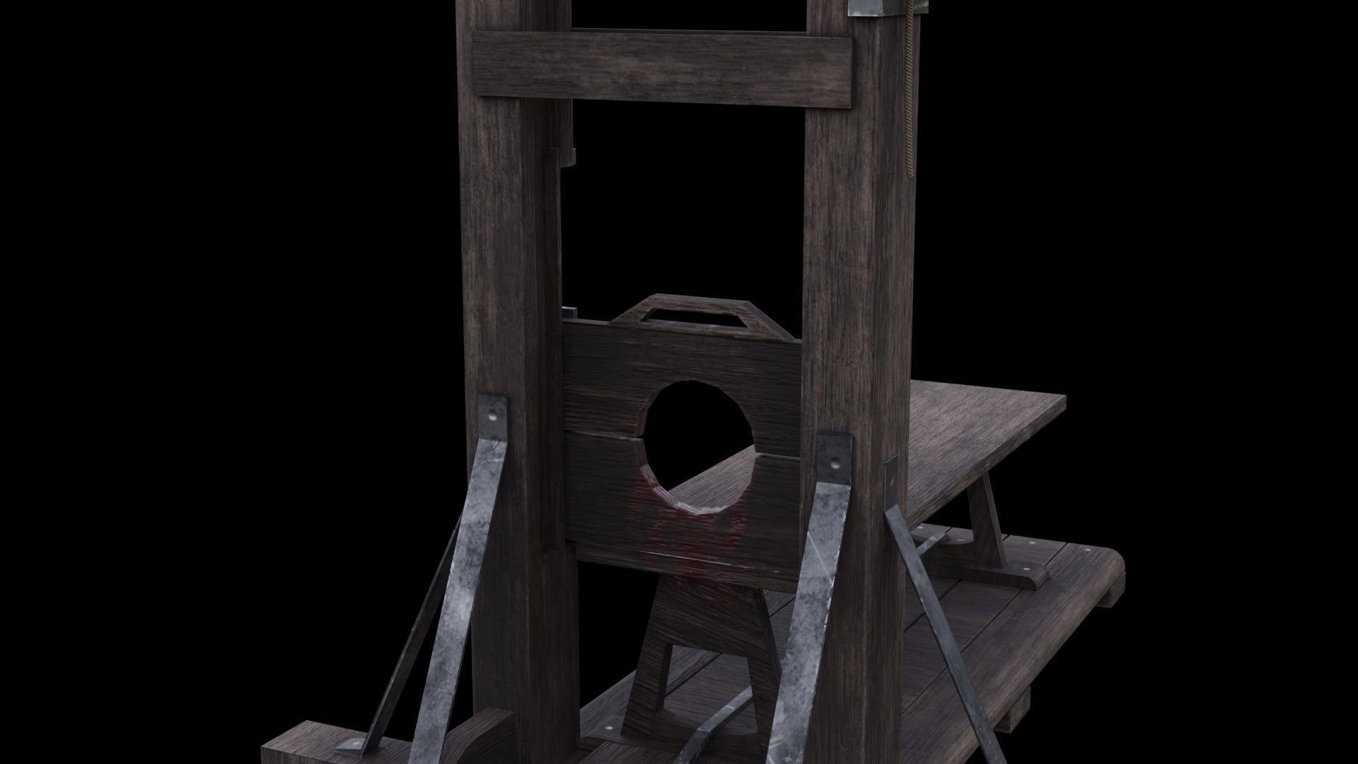 Medieval Guillotine Low-poly 3D model_5