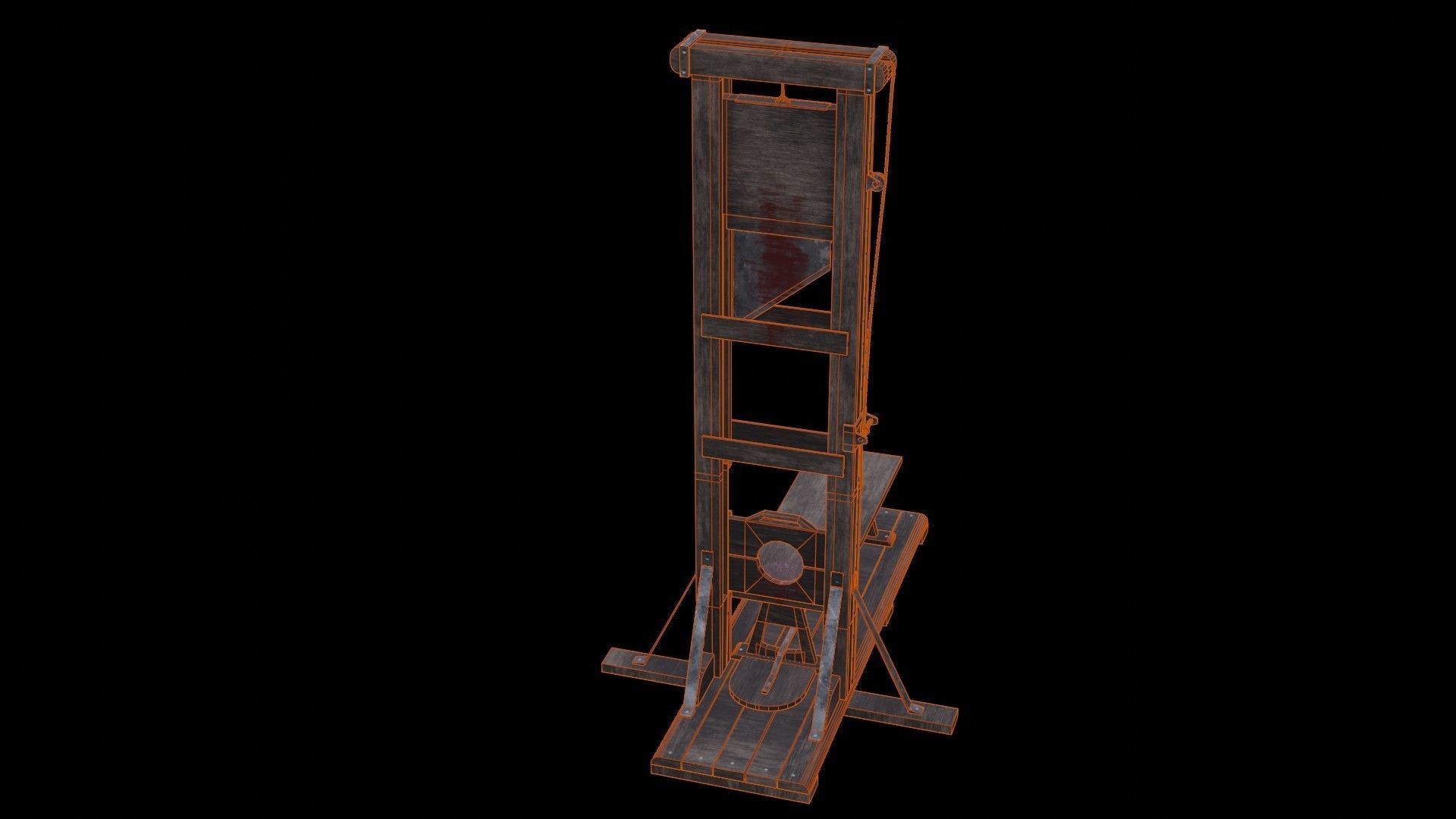 Medieval Guillotine Low-poly 3D model_9