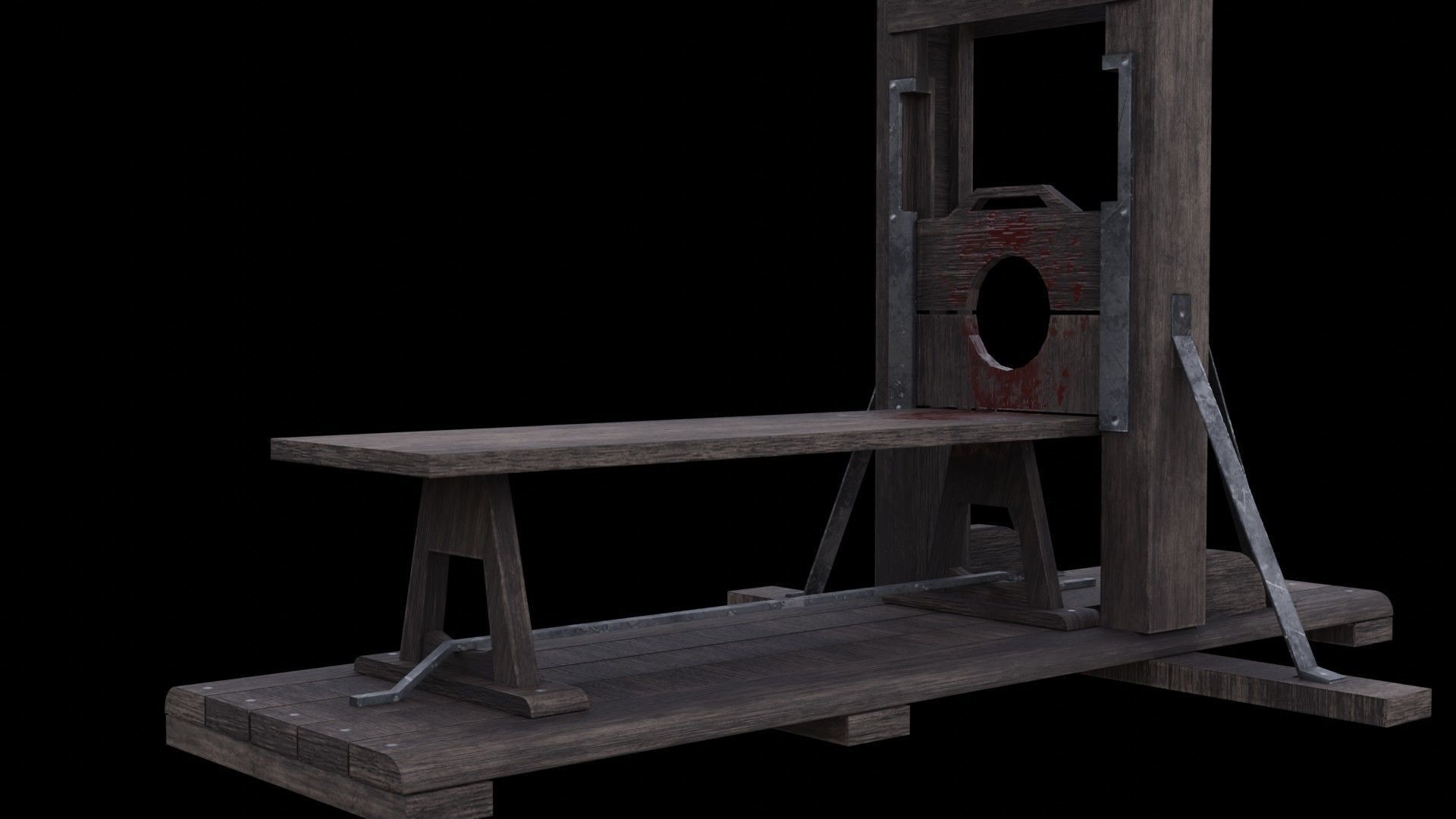 Medieval Guillotine Low-poly 3D model_1