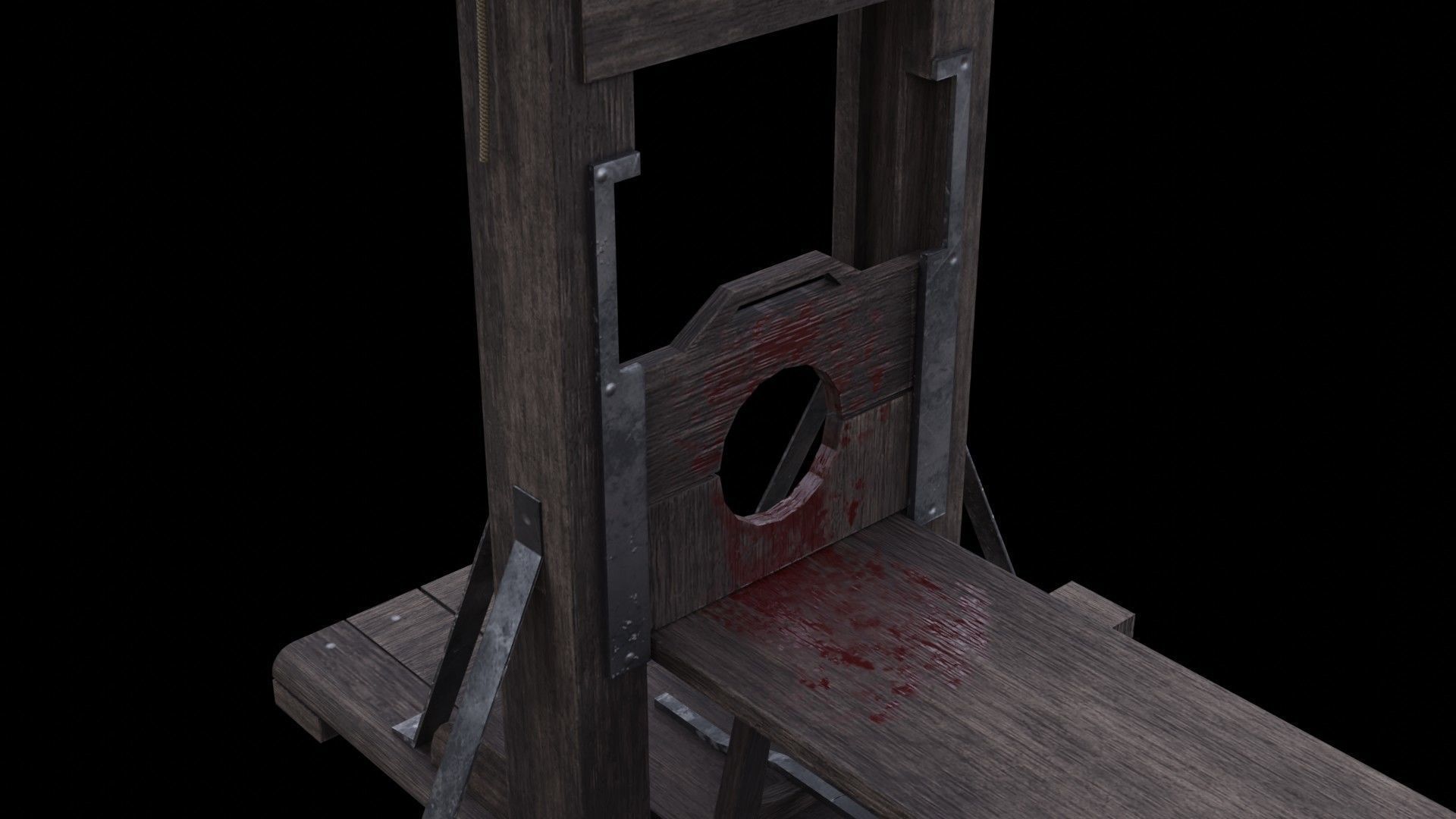 Medieval Guillotine Low-poly 3D model_4