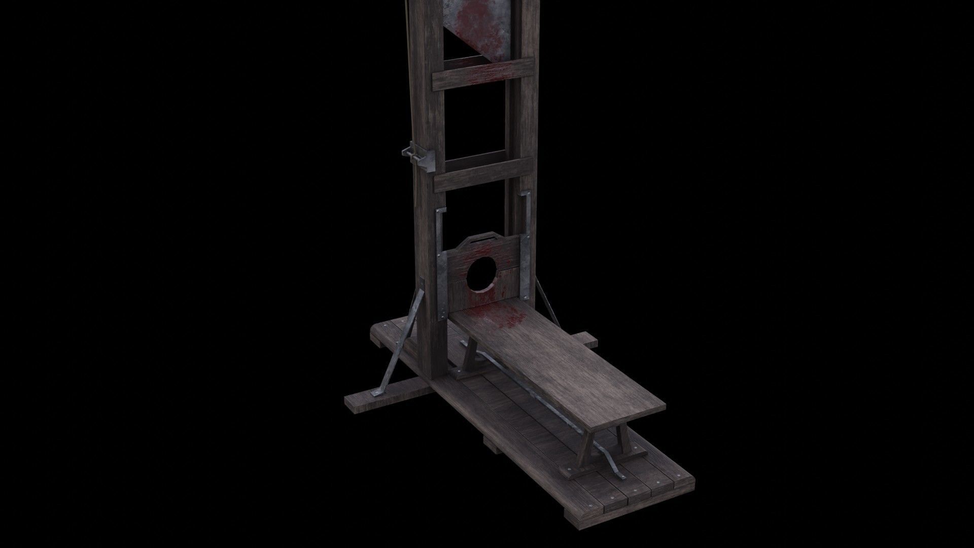 Medieval Guillotine Low-poly 3D model_6