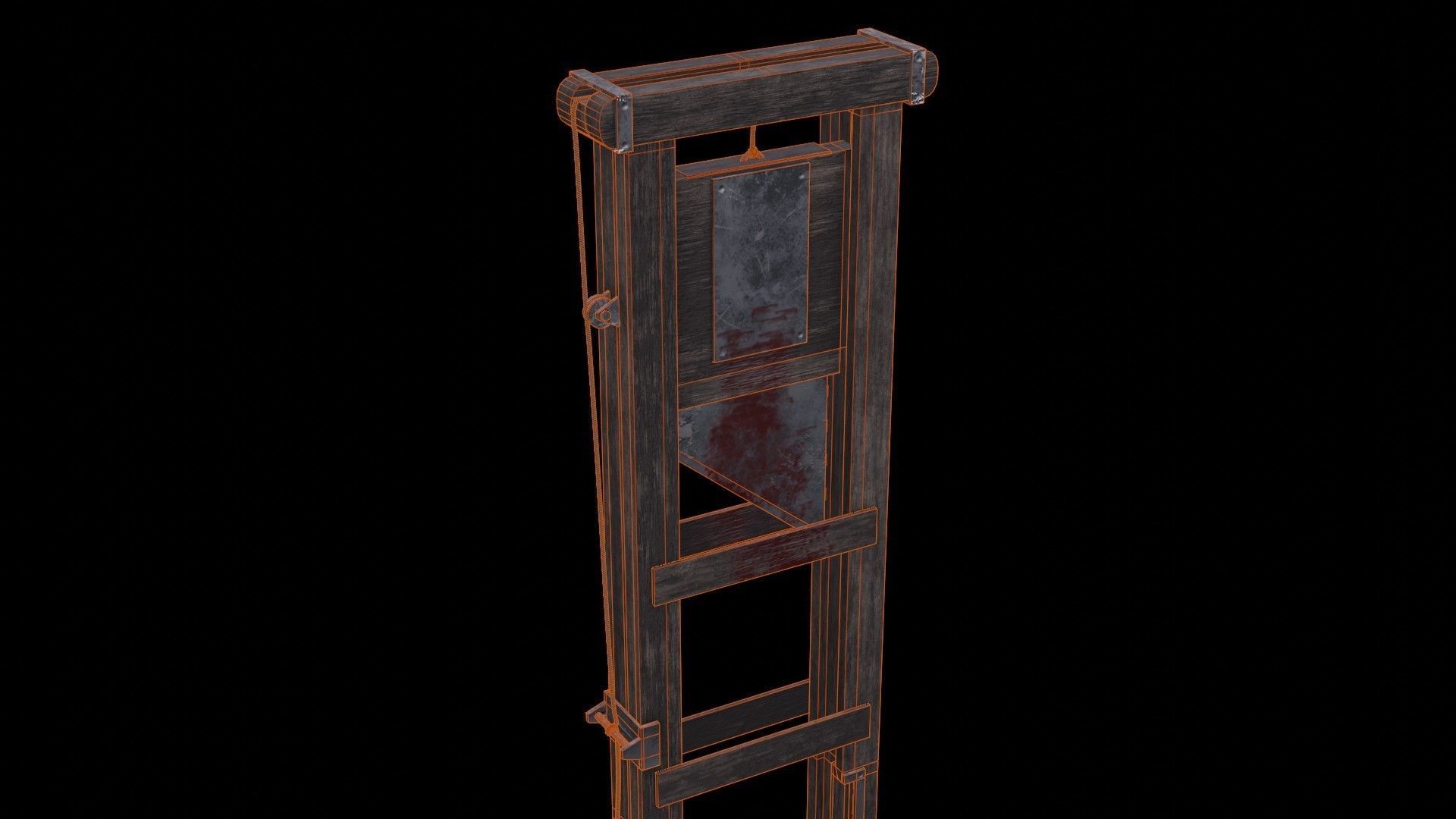 Medieval Guillotine Low-poly 3D model_8