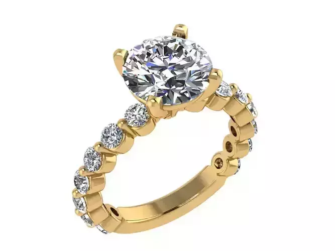 Ring166 round brilliant diamond engagement ring in gold 3D print model