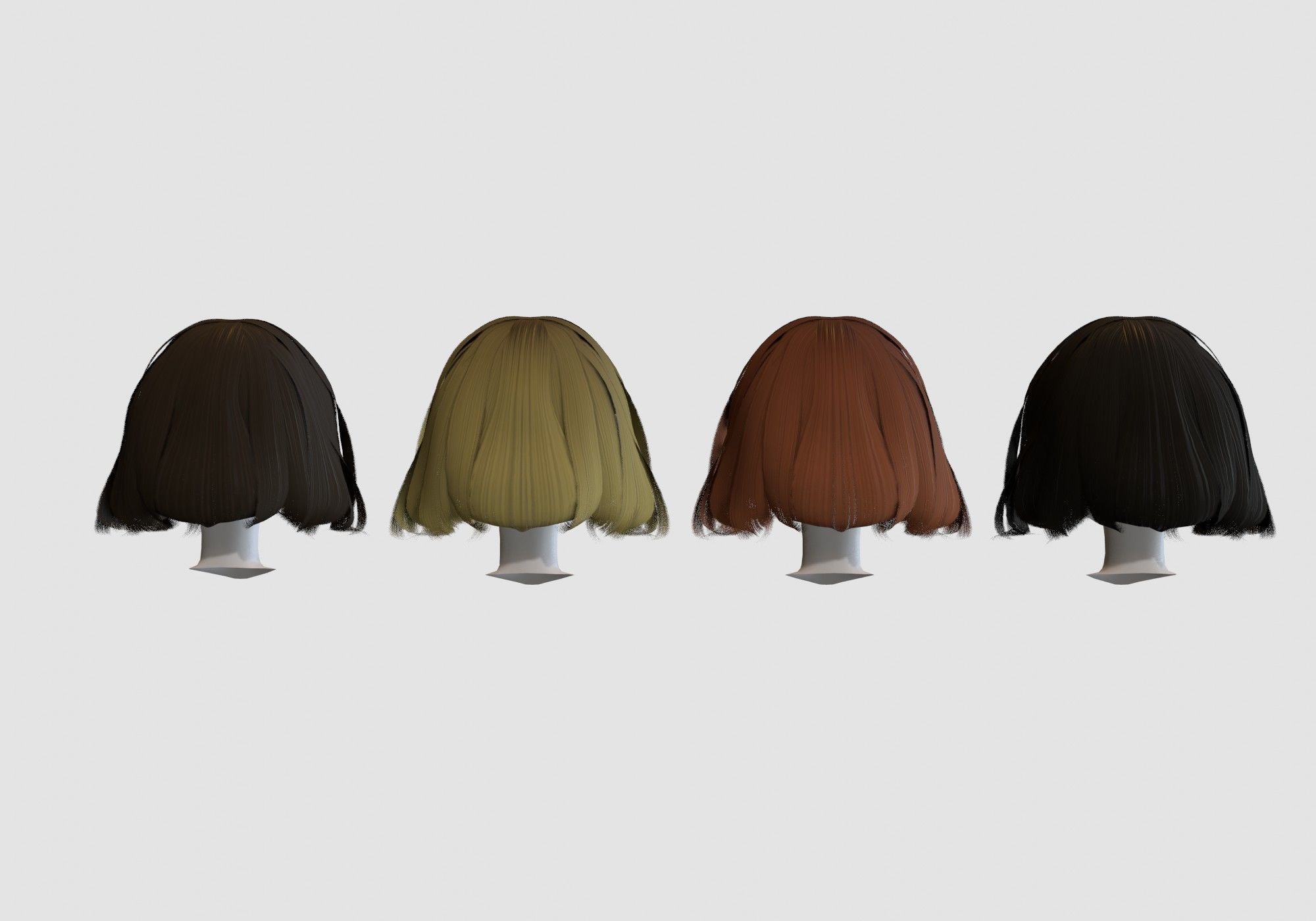 hairstyle in 4 colors 3D model_4