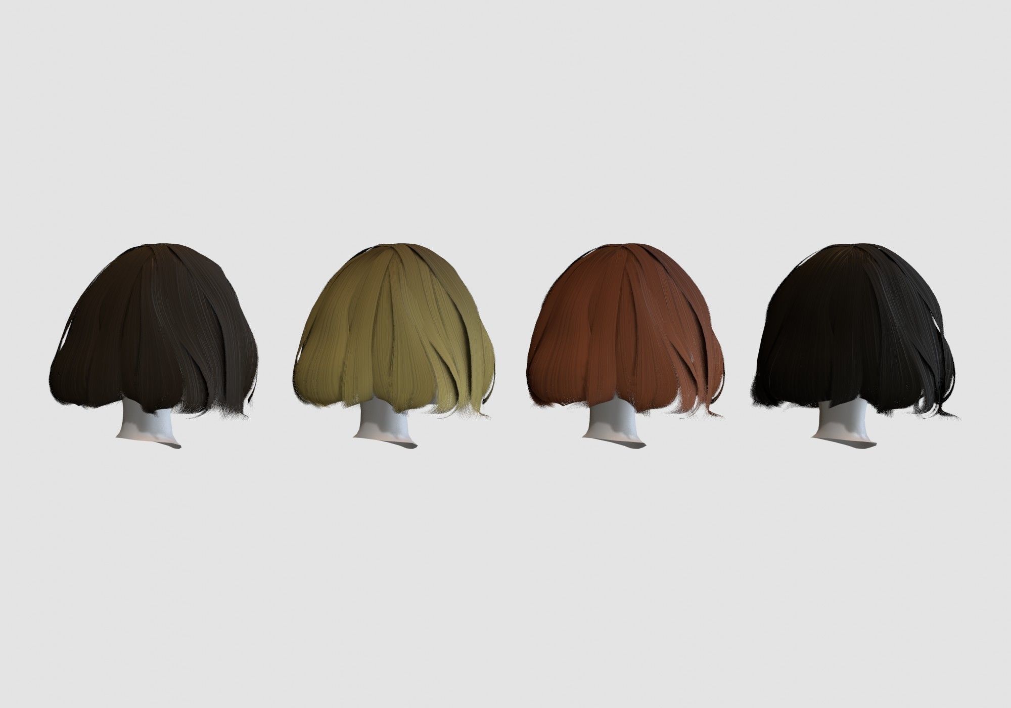 hairstyle in 4 colors 3D model_3