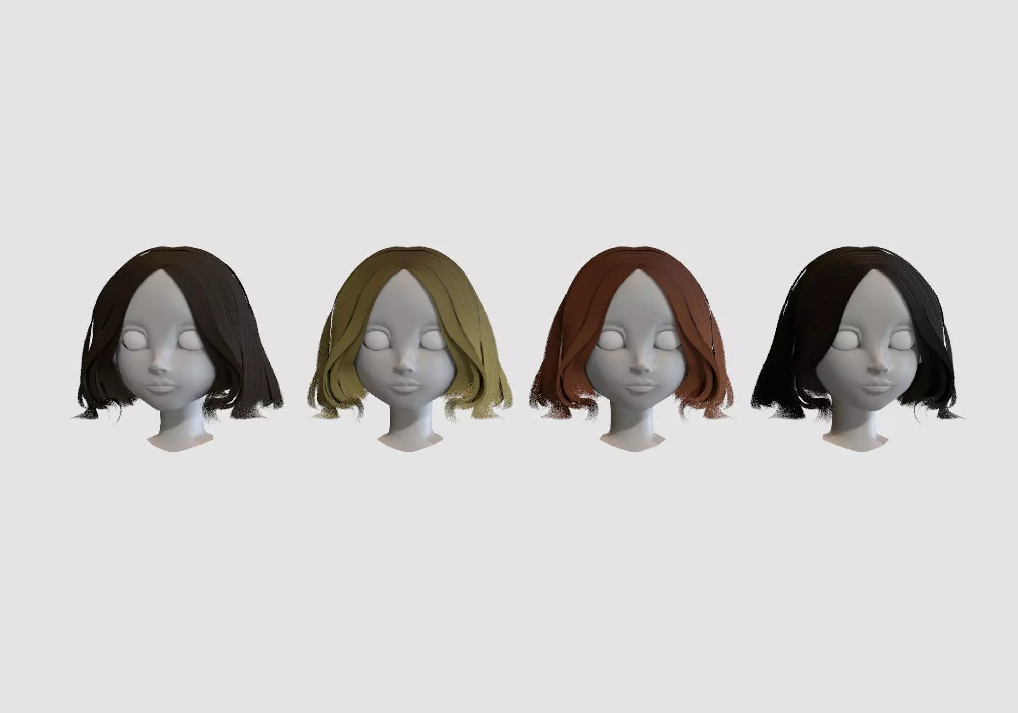hairstyle in 4 colors 3D model_0