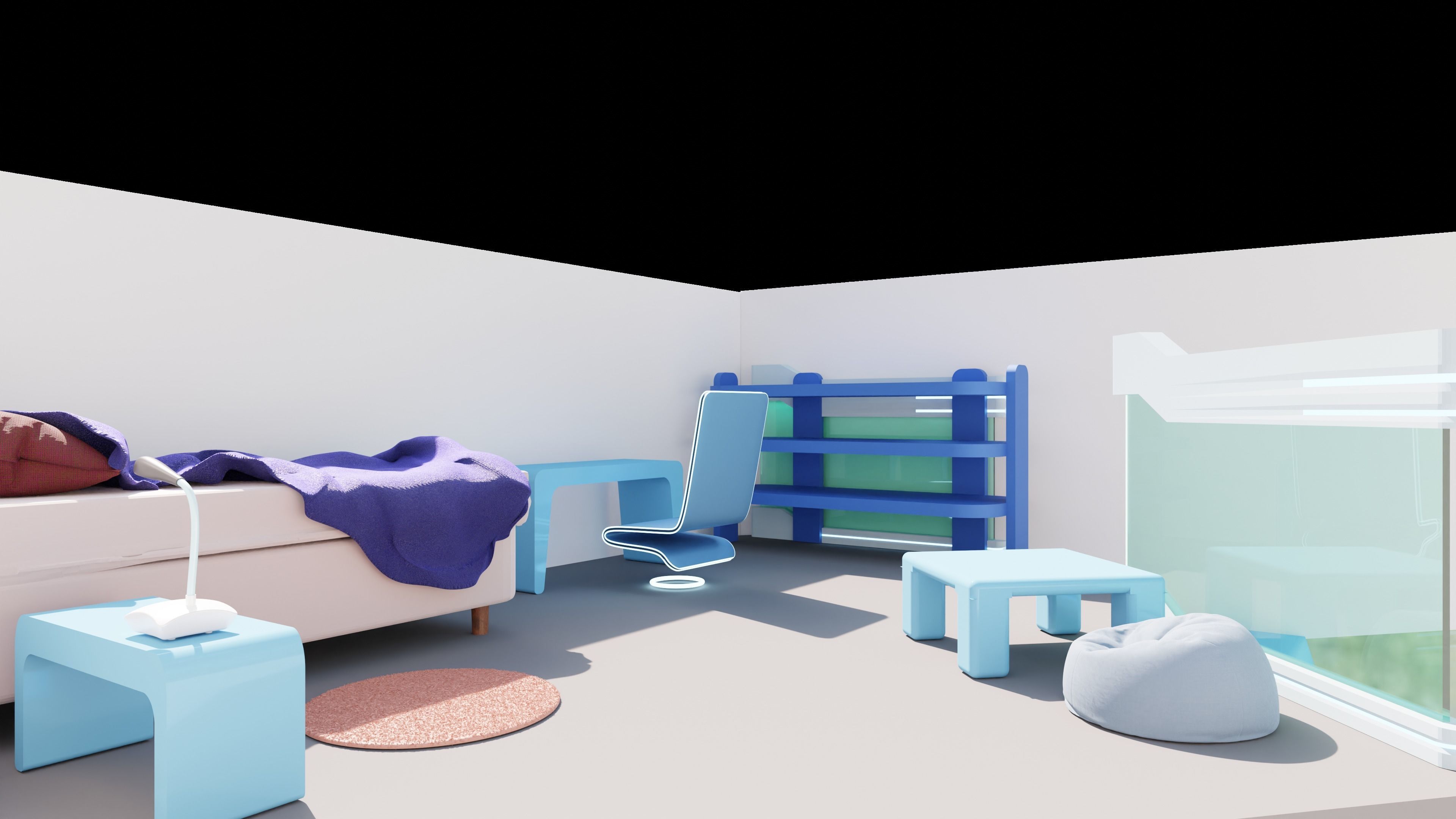 Futuristic Smart house Low-poly 3D model_1