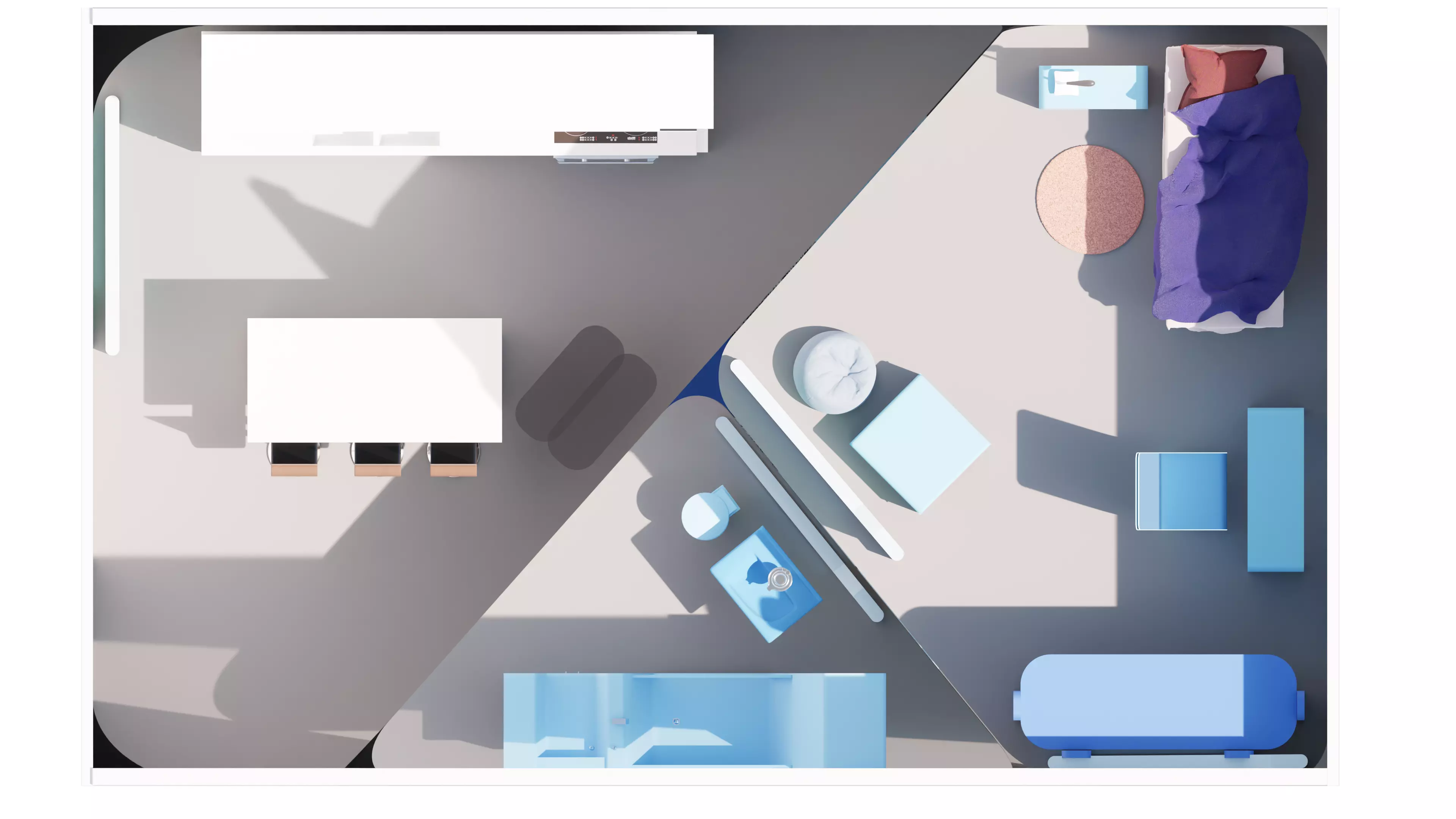 Futuristic Smart house Low-poly 3D model_0