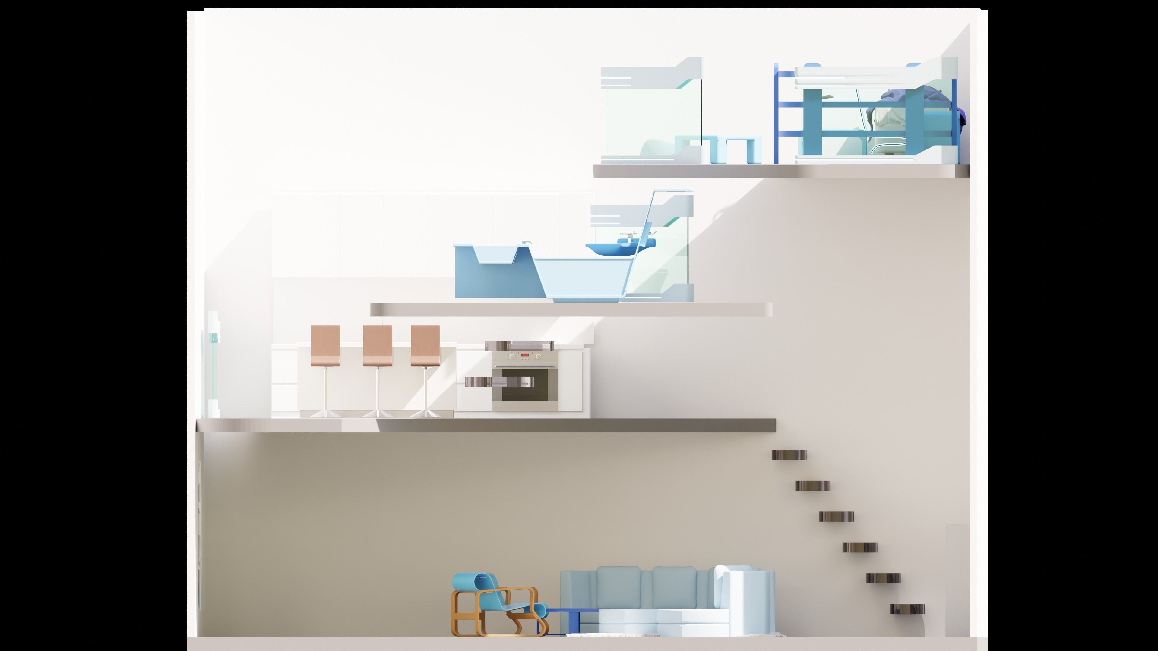 Futuristic Smart house Low-poly 3D model_2