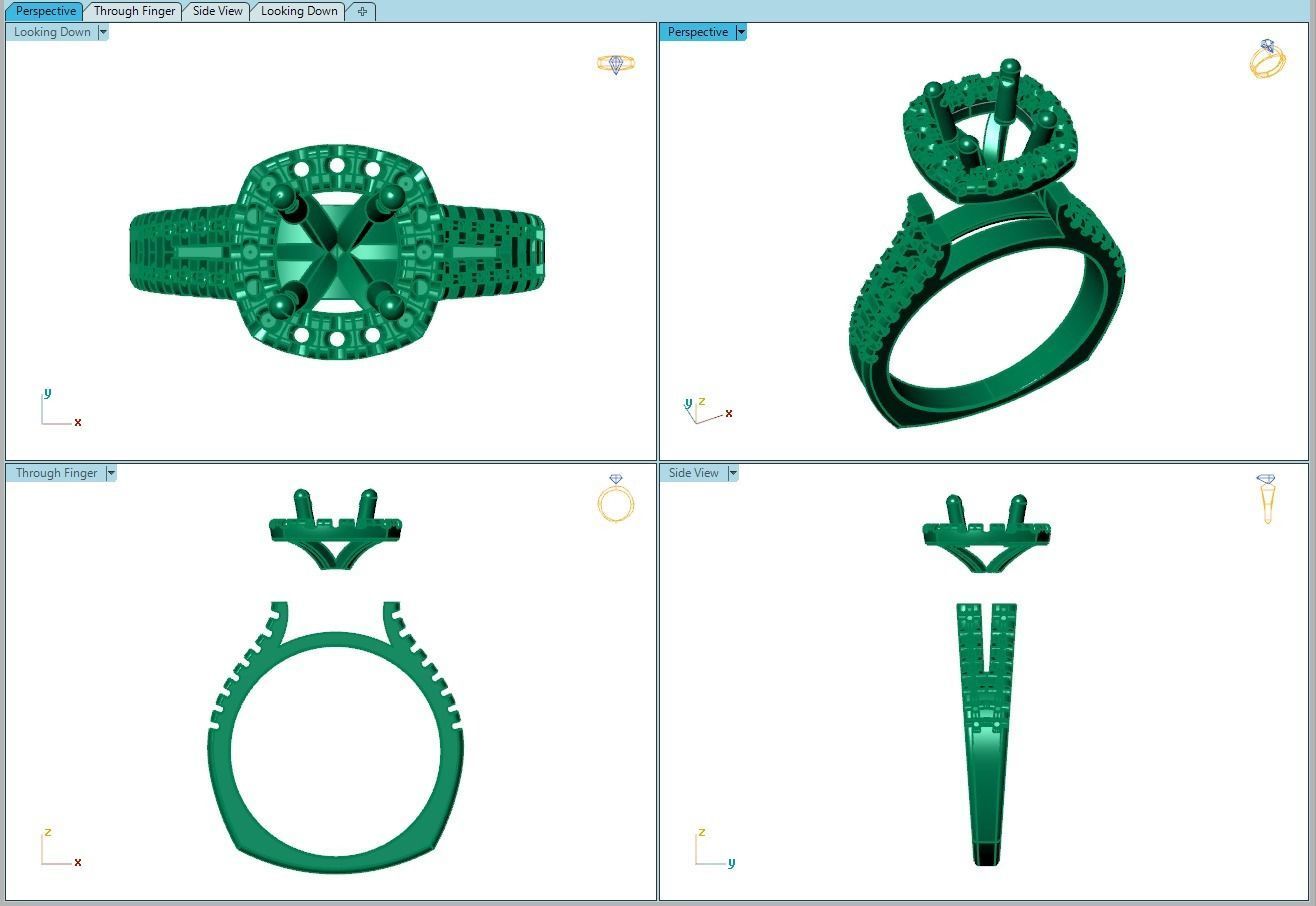 Ring167 halo diamond engagement ring gold 3D print model_8